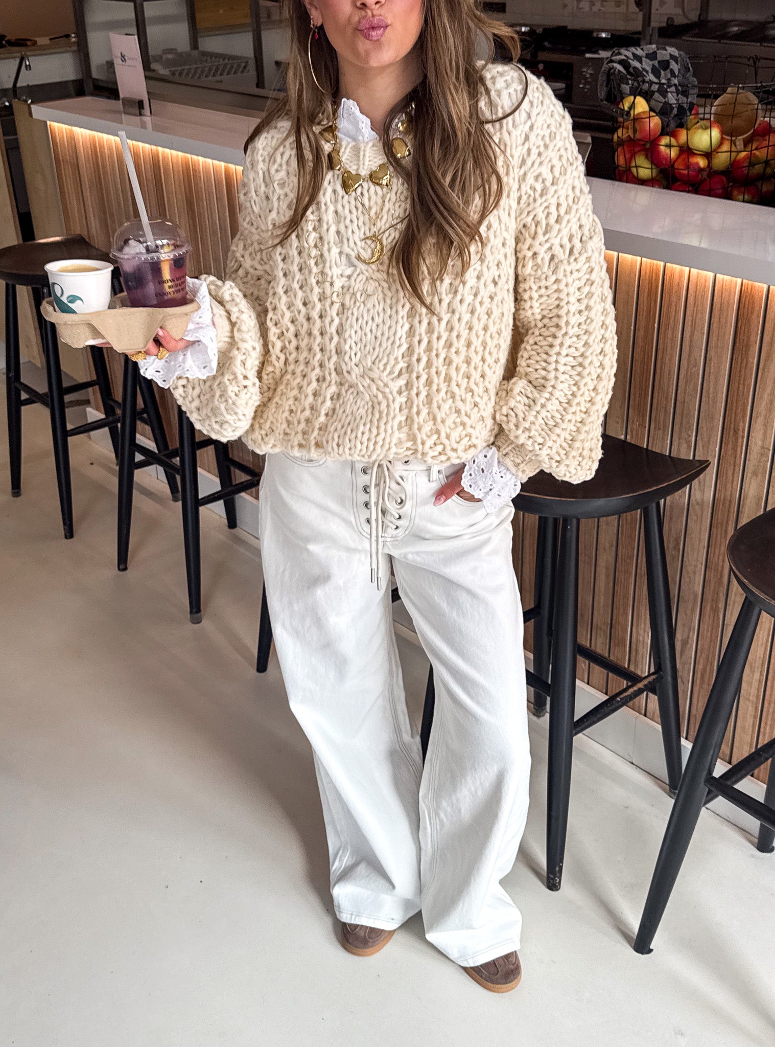 Rope Wide Leg Jeans White