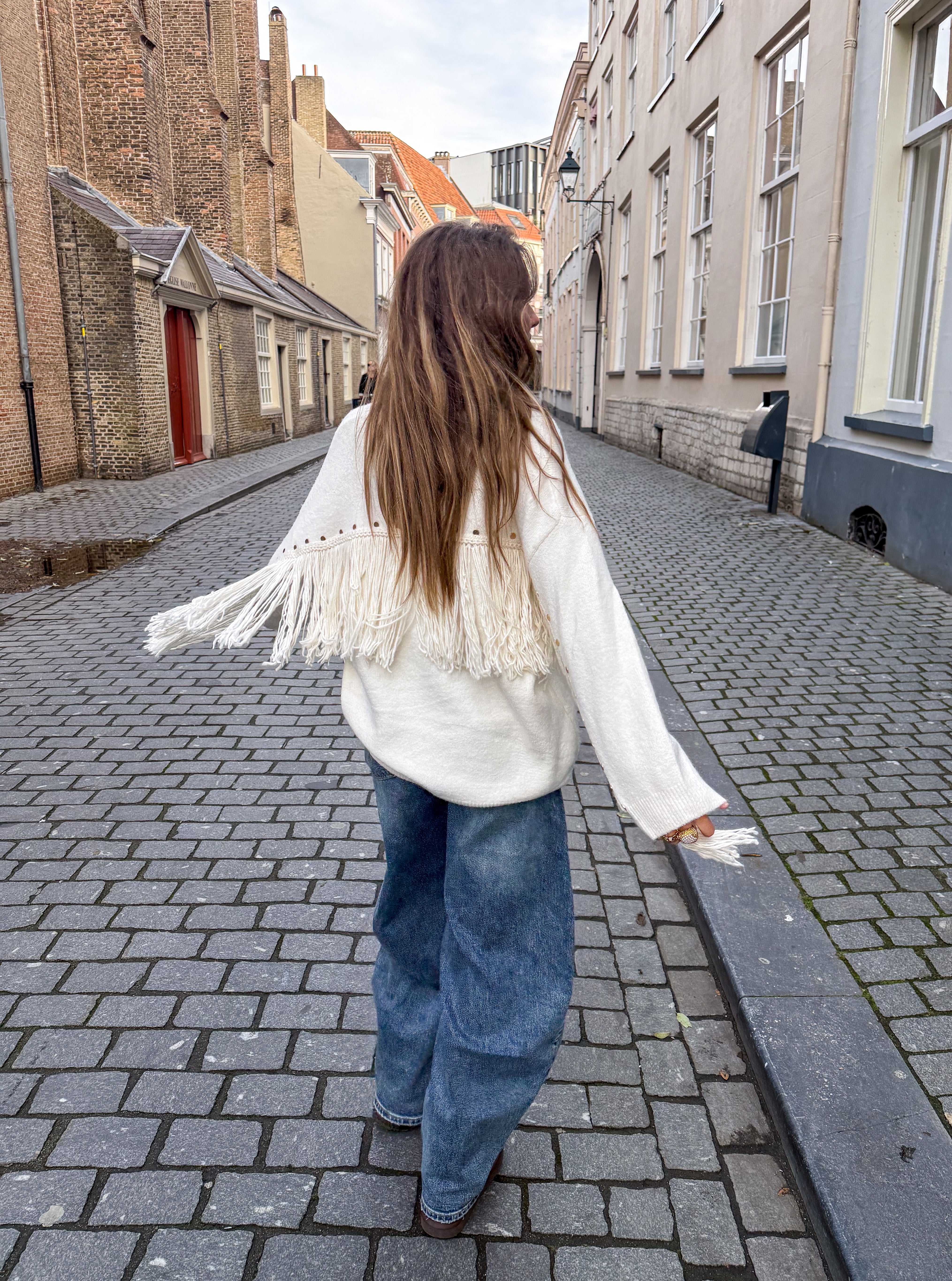 Roxane Fringe Knit White