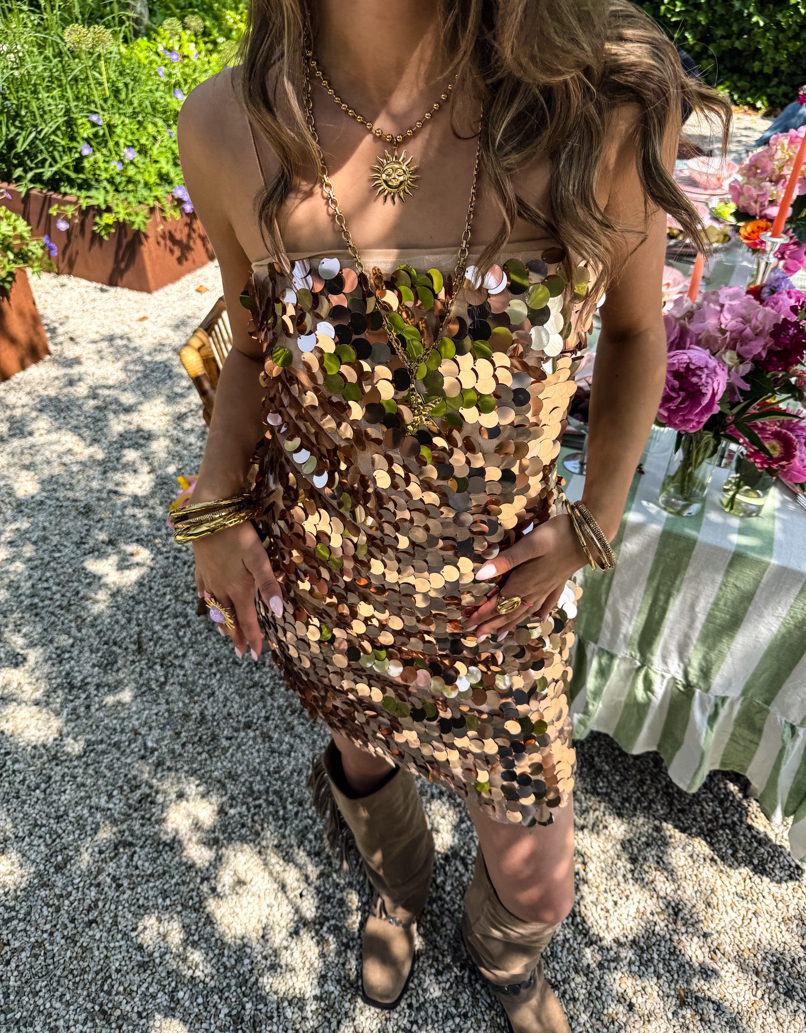Cosmic Glow Dress Bronze