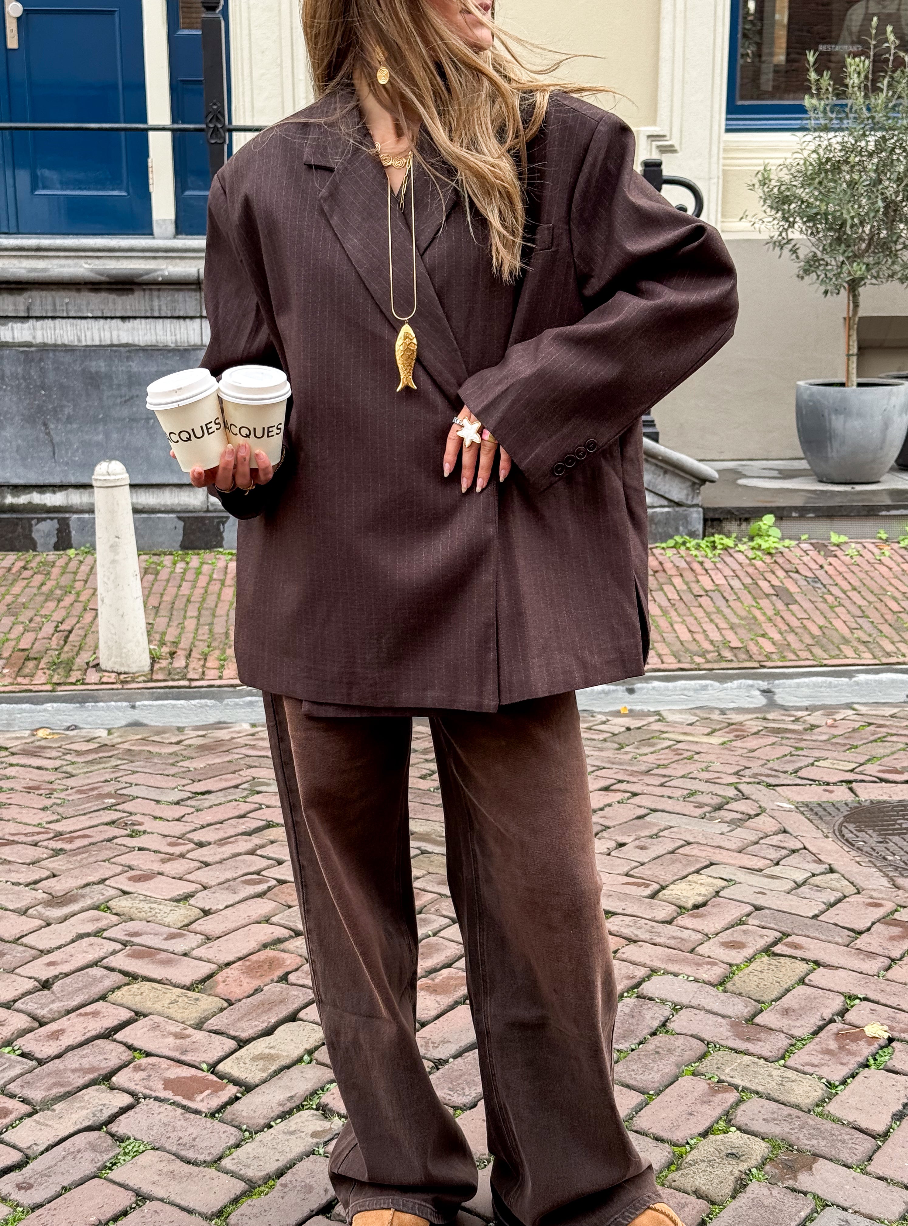 Saint Oversized Blazer Brown Stripe