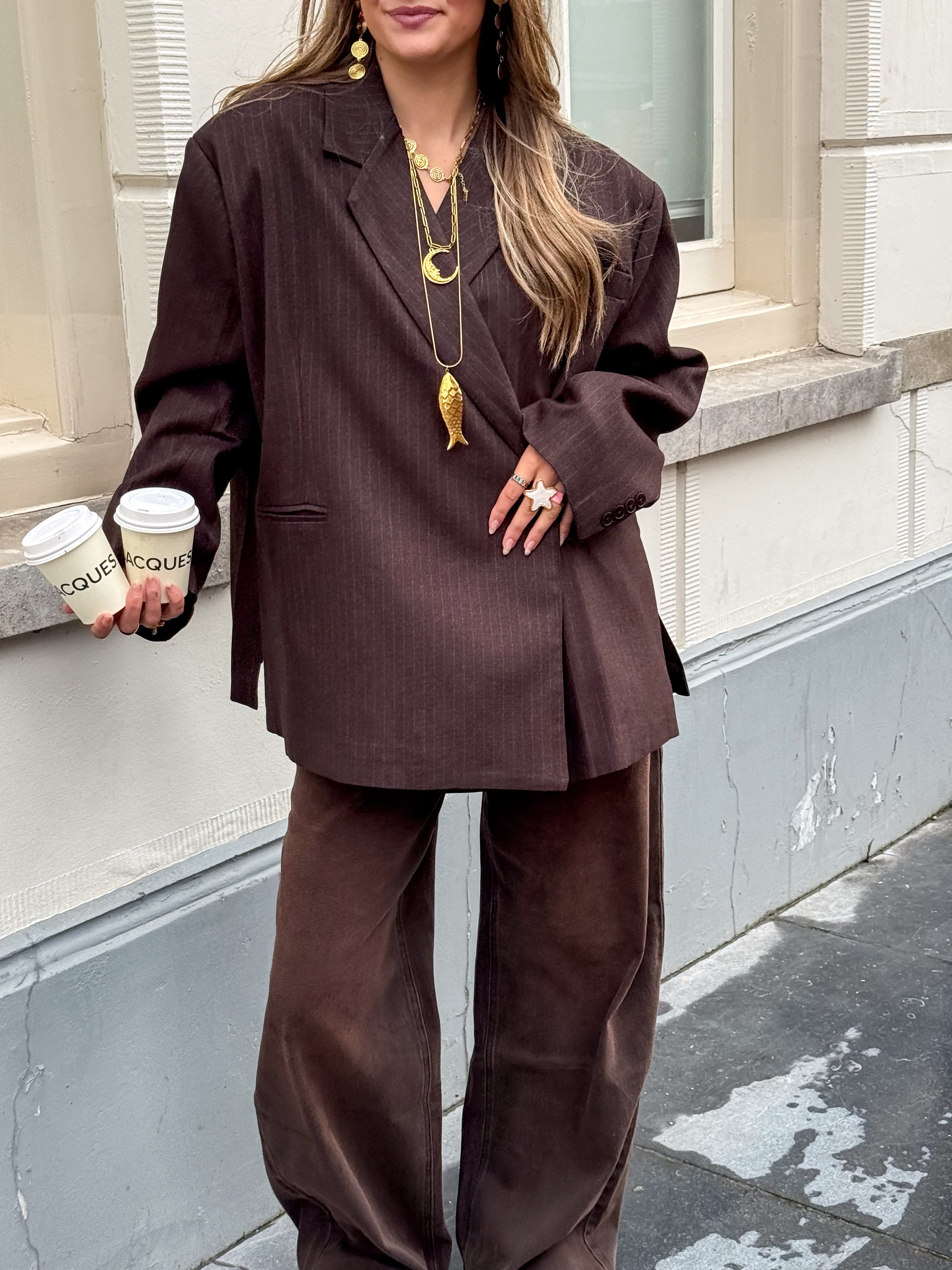 Saint Oversized Blazer Brown Stripe