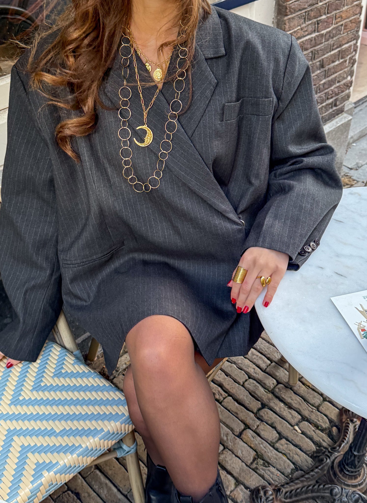 Saint Oversized Blazer Grey Stripe