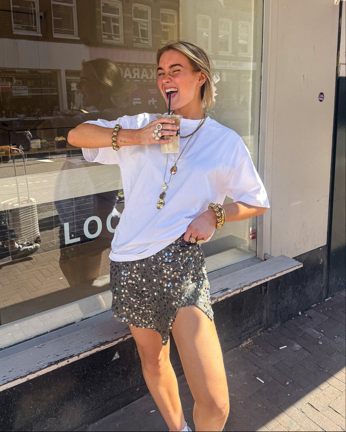 Sasha Glitter Skort | Khaki