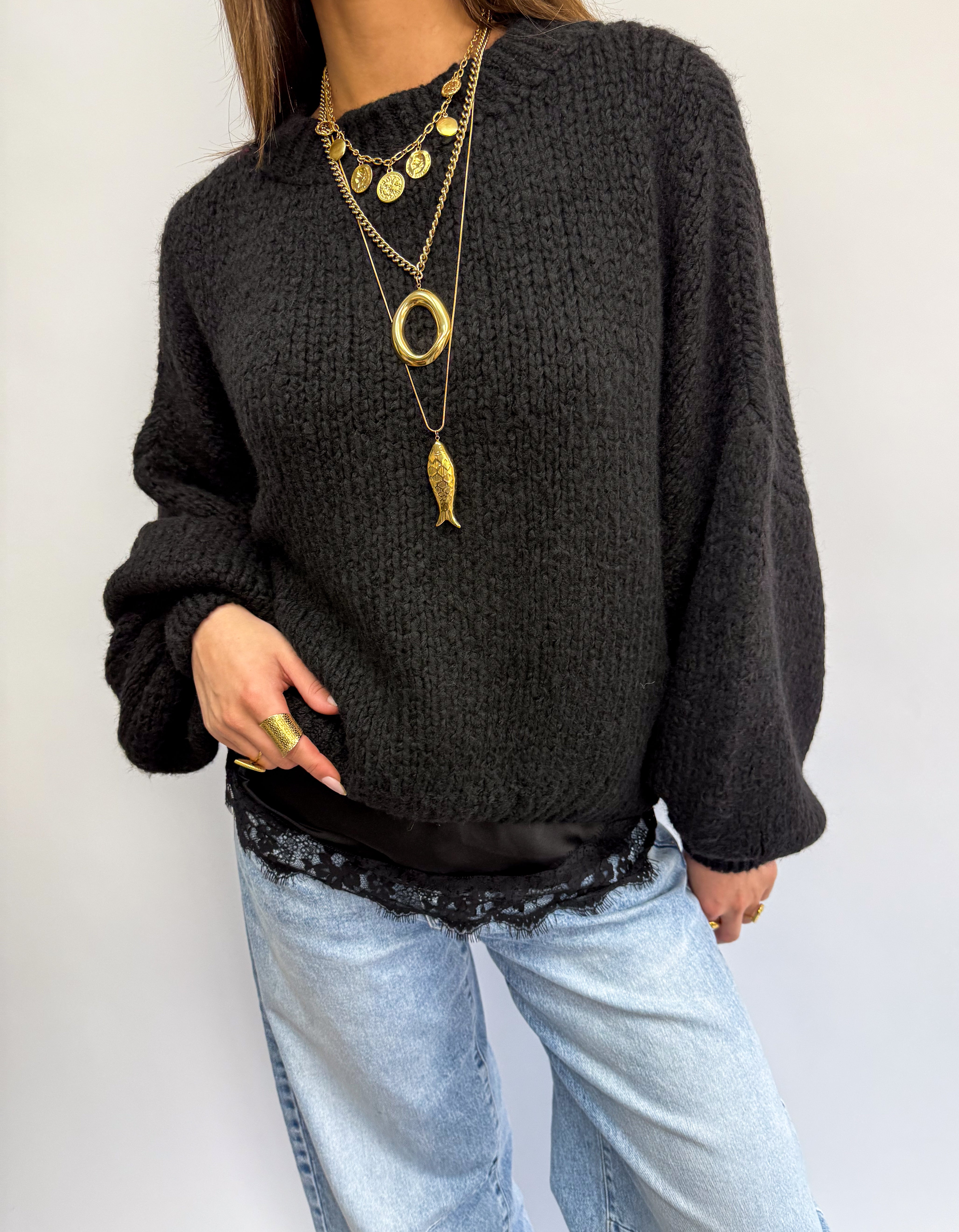 Sensa Lace Top Black