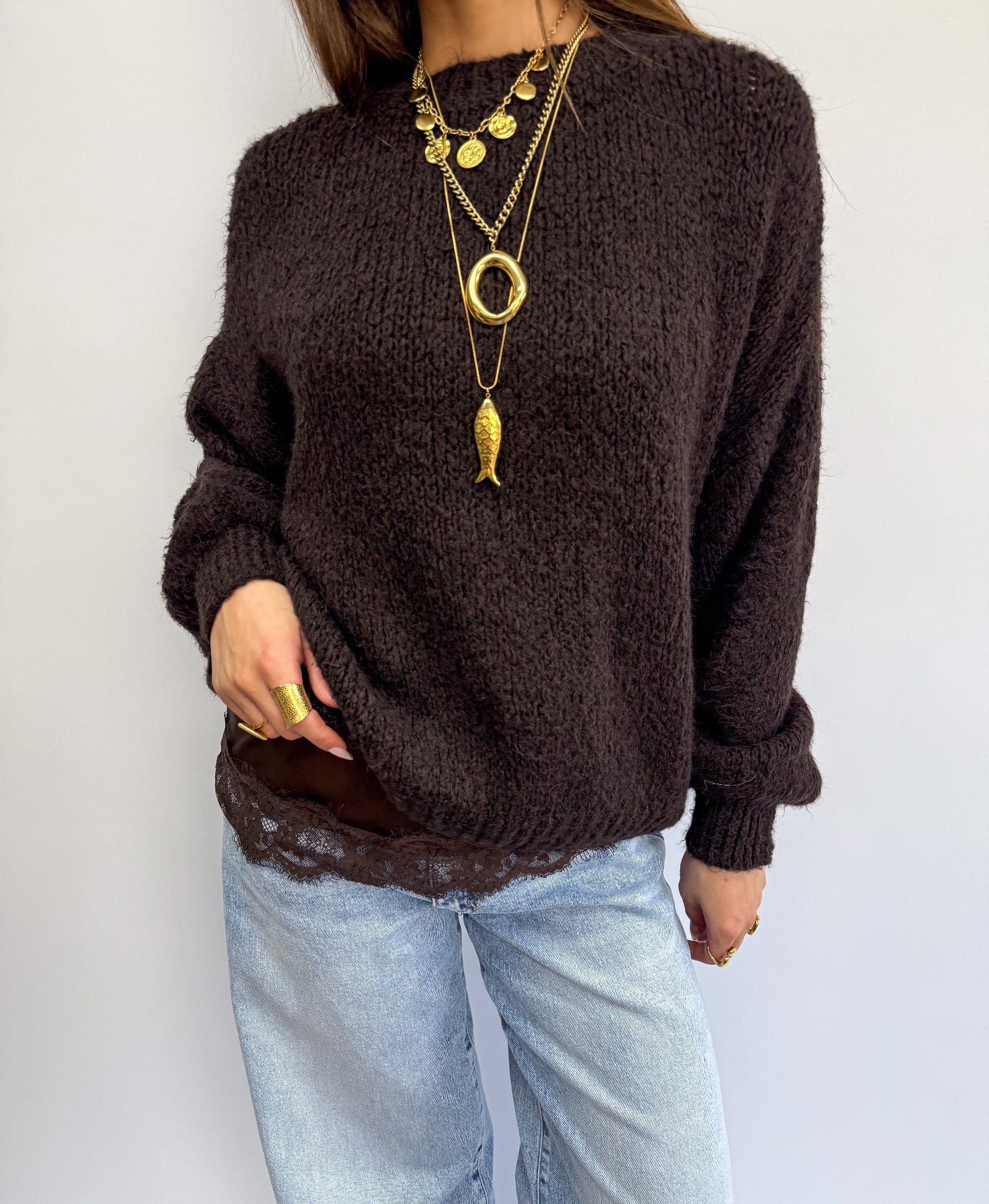 Sensa Lace Top Brown