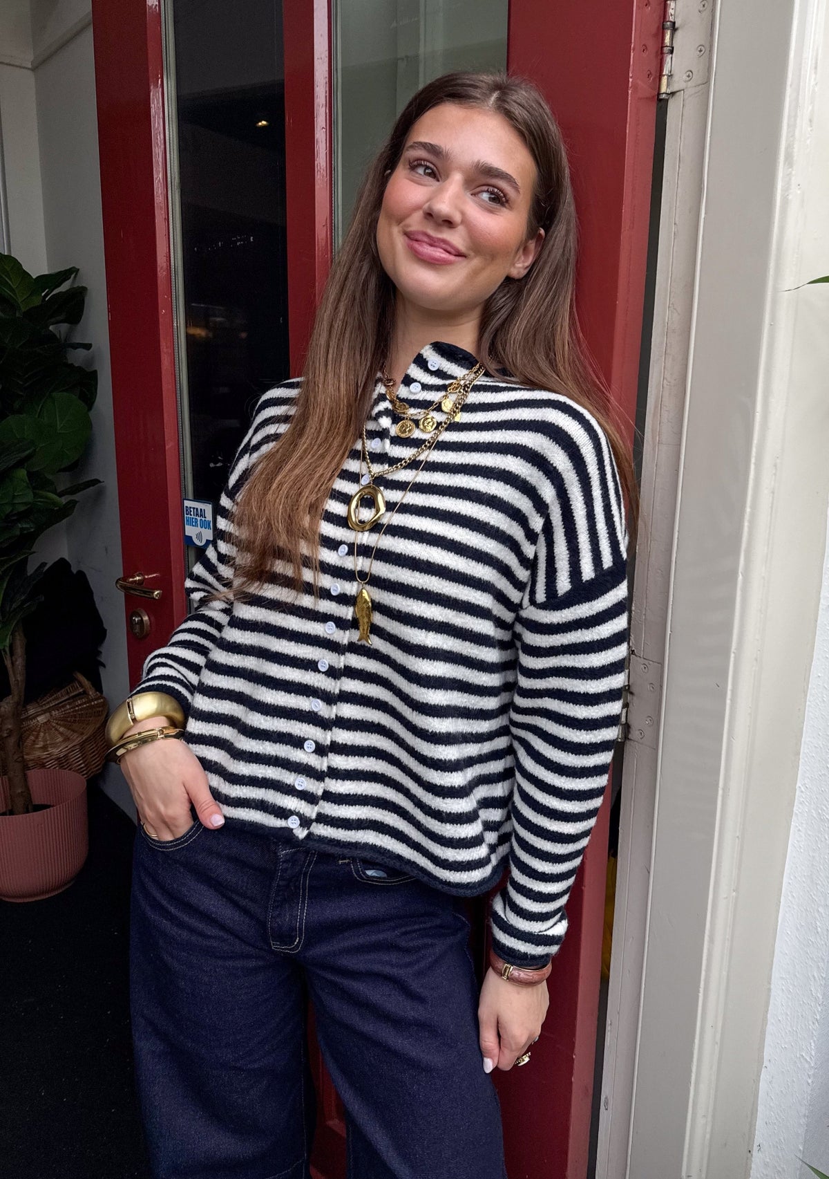 Serena Vest Gestreept | Navy