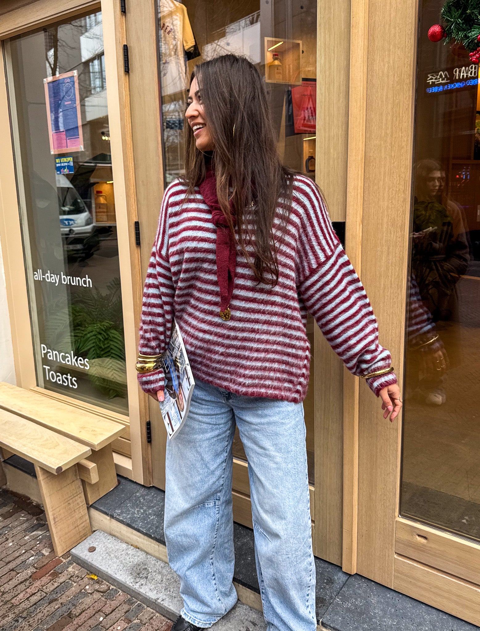 Soft Horizon Stripes Knit Bordeaux