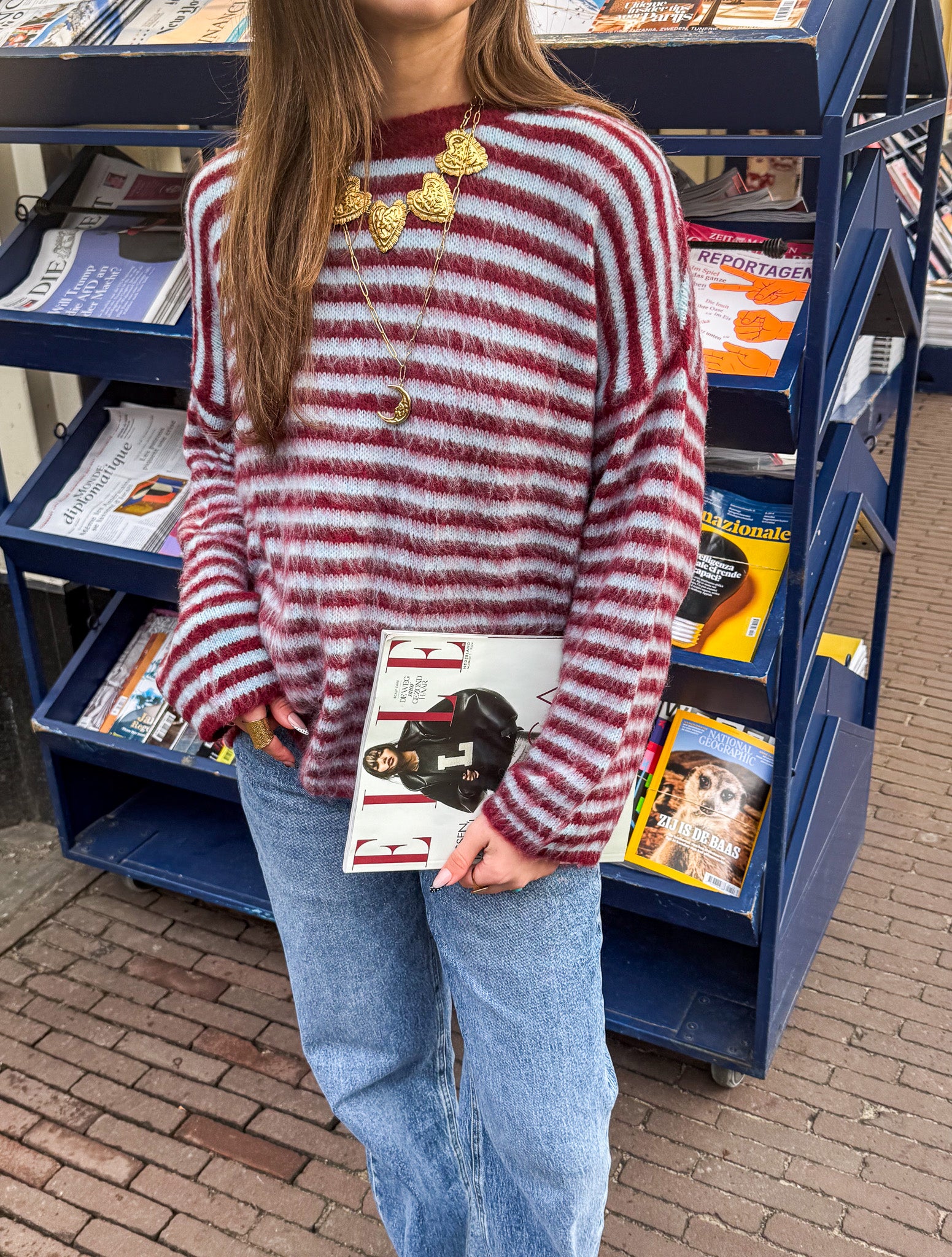 Soft Horizon Stripes Knit Bordeaux