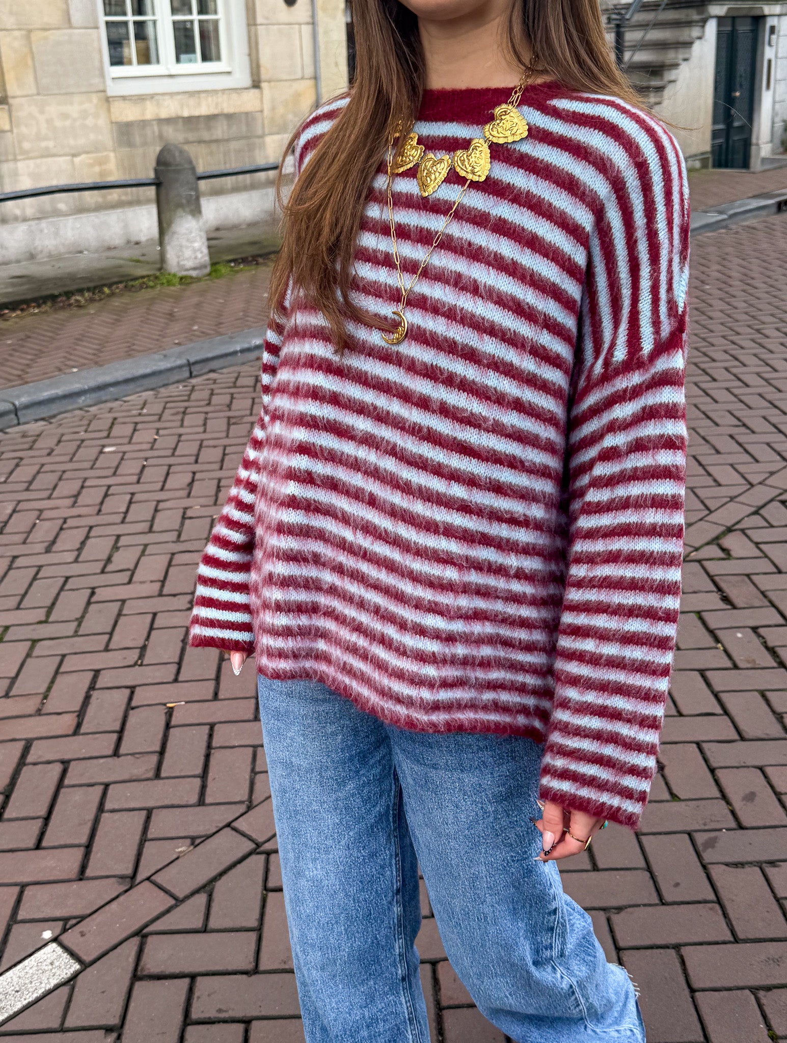 Soft Horizon Stripes Knit Bordeaux