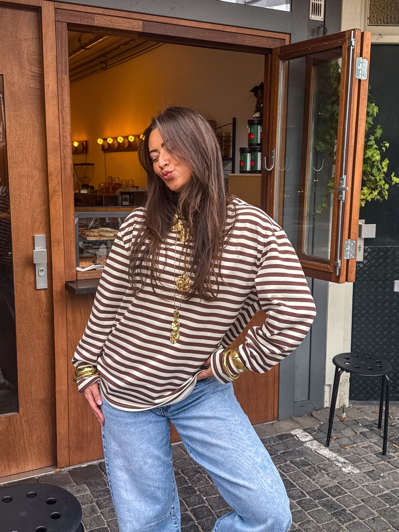 Stripes on Stripes Longsleeve Brown/Creme