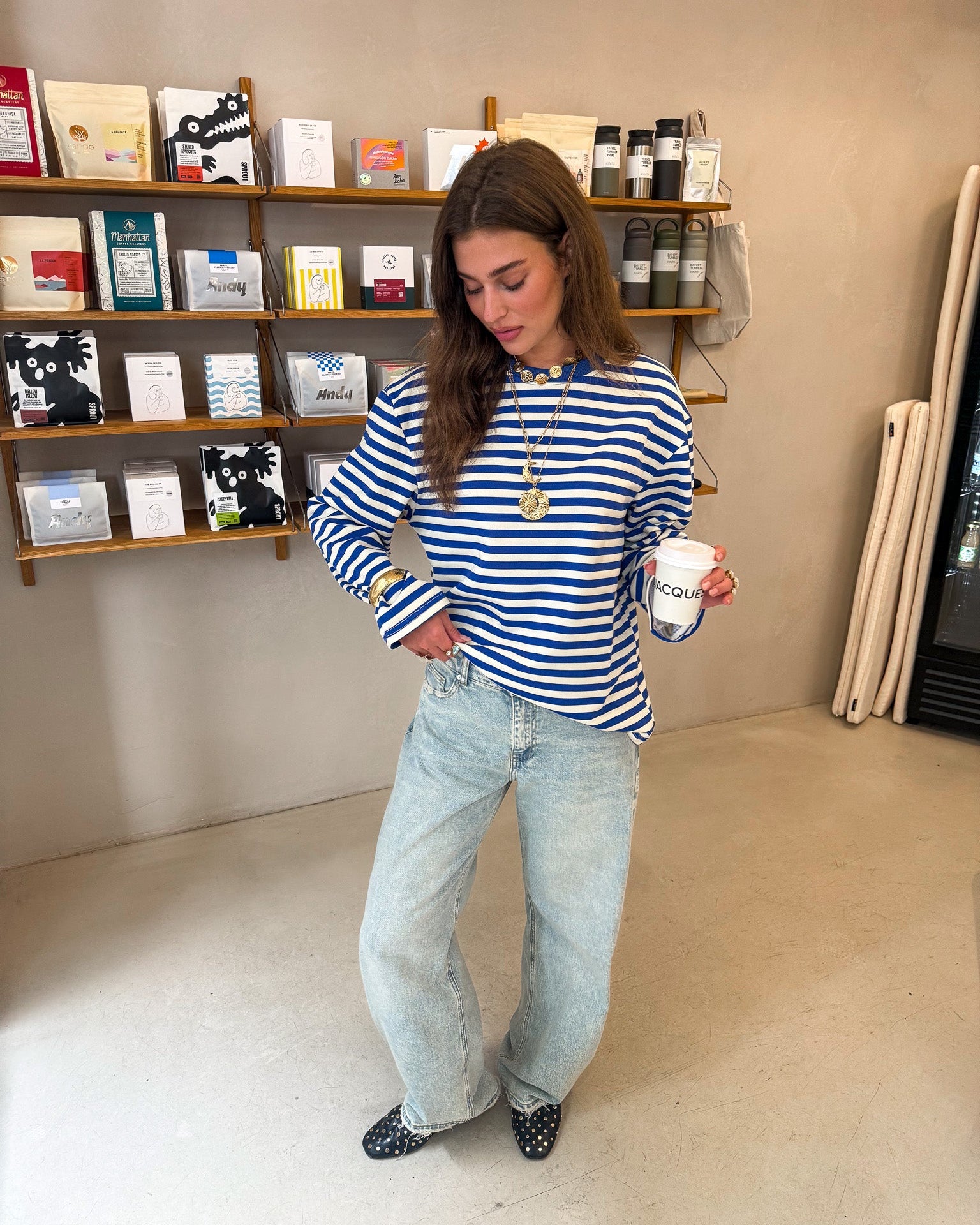 Stripes on Stripes Long Sleeve Cobalt Blue