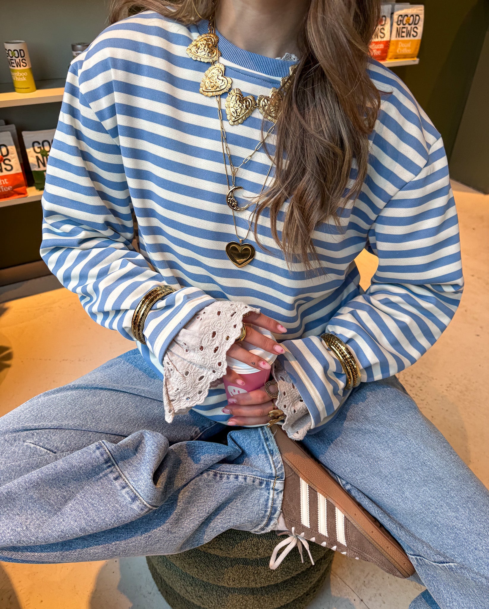 Stripes on Stripes Longsleeve Blue/Creme