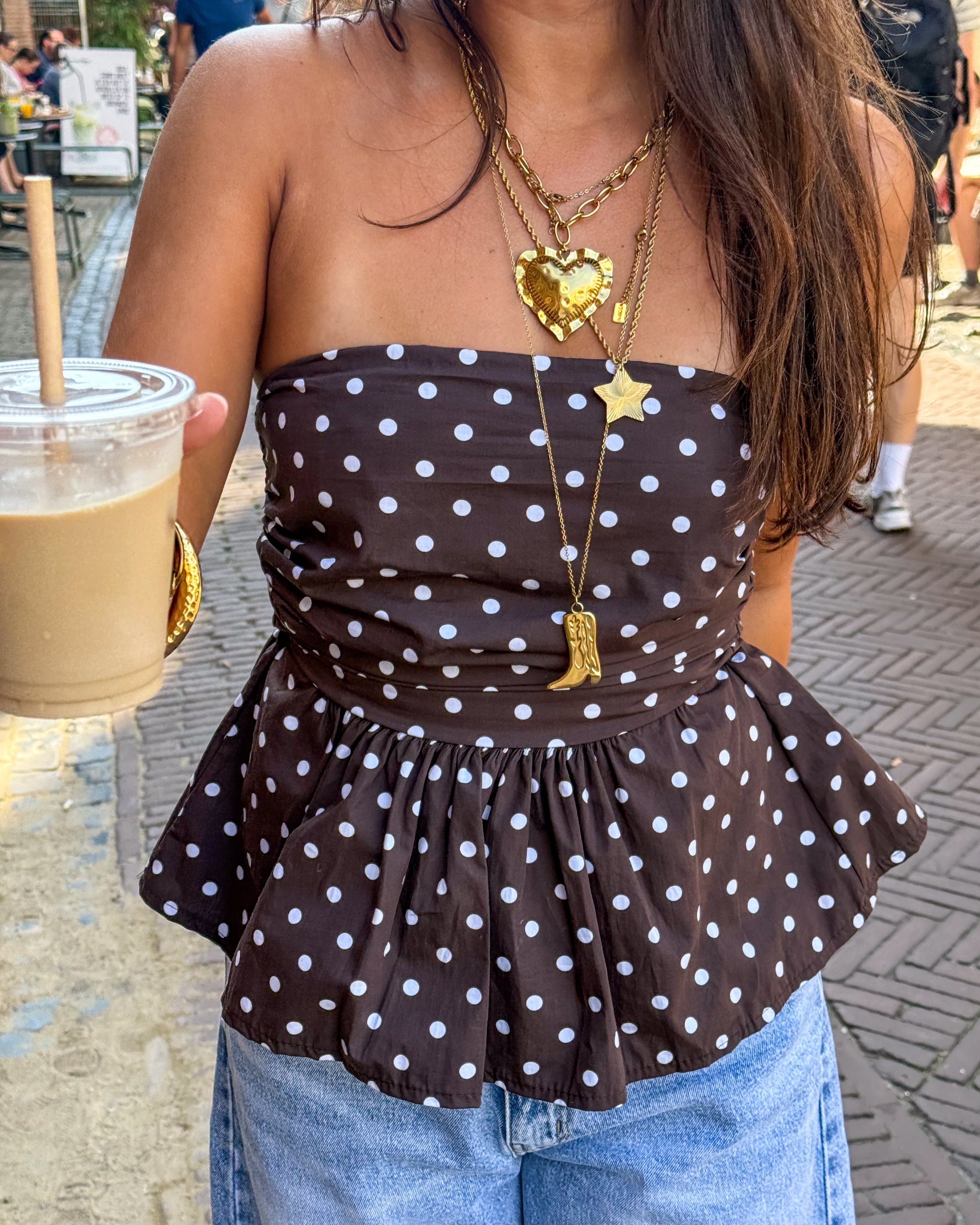Suze Dots Bandeau Top Brown