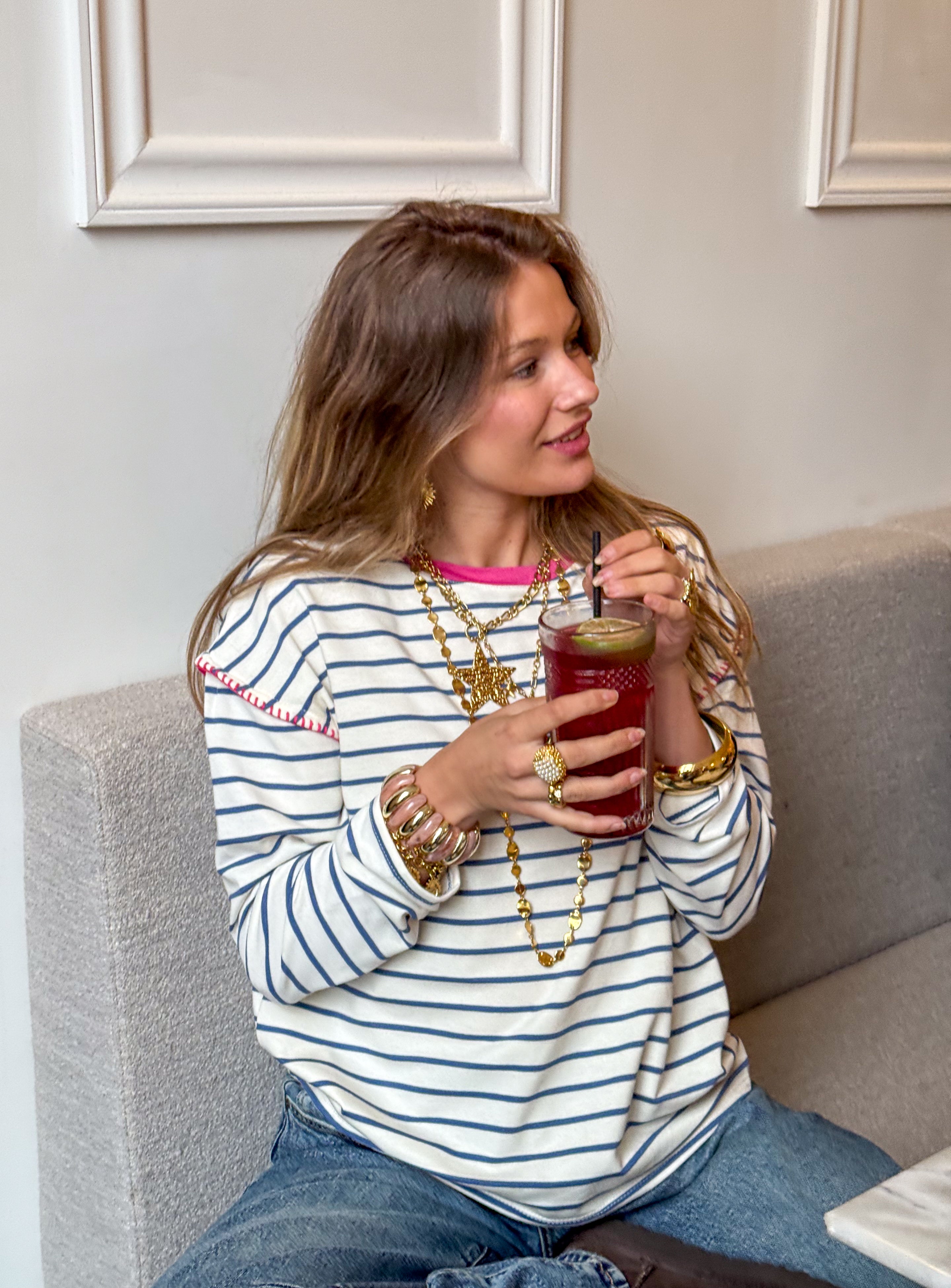 T-shirt à manches longues rayé Tove bleu