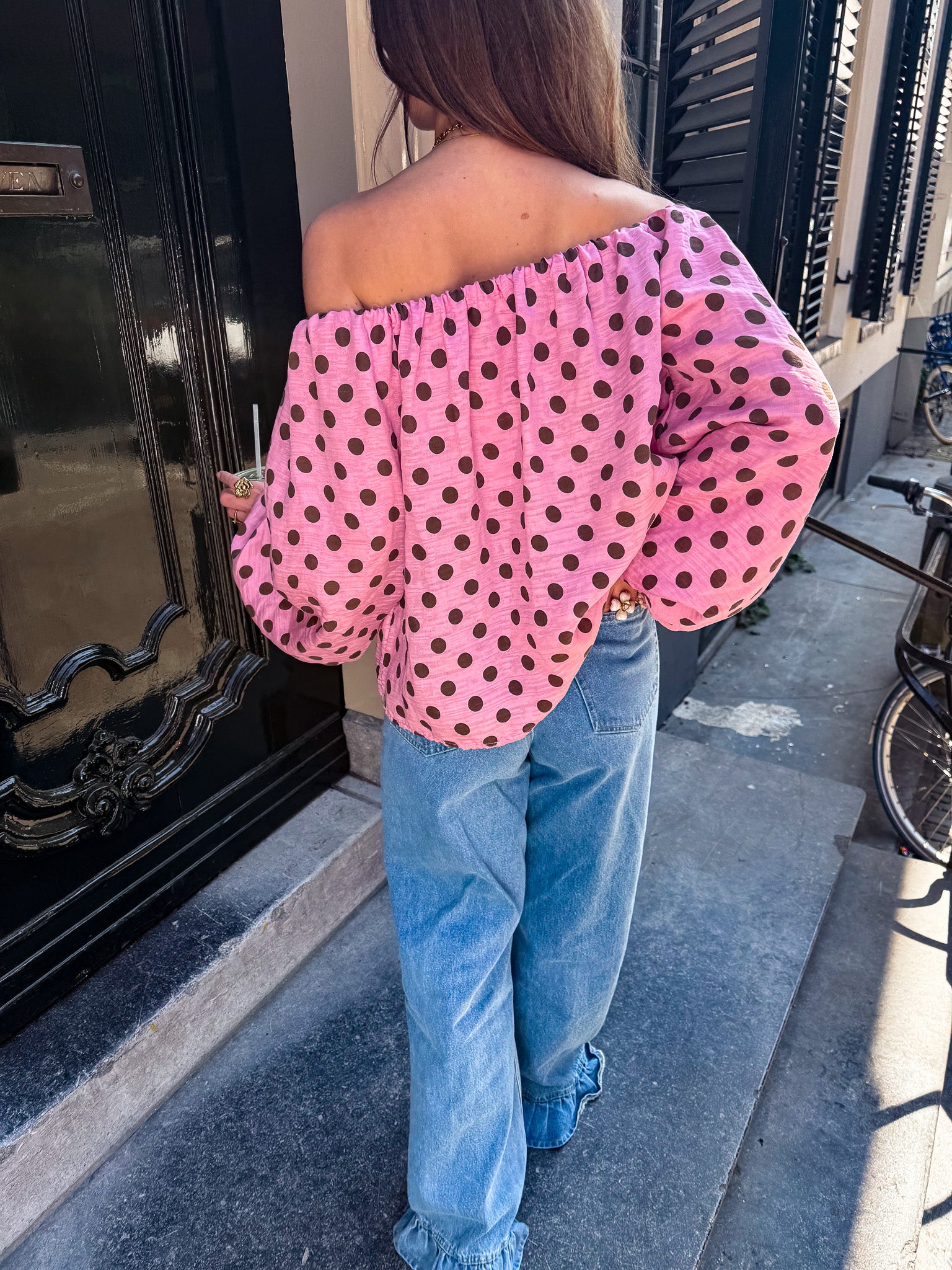 Amber Stippen Top Roze