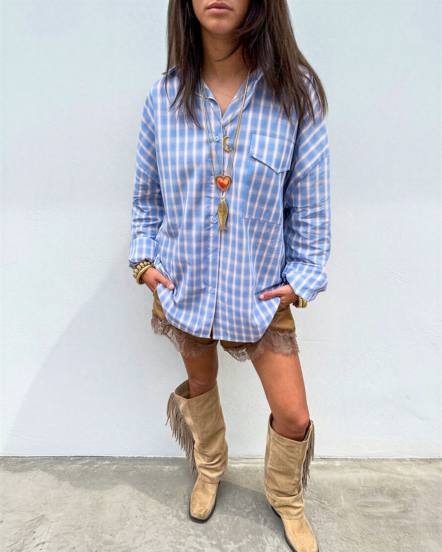 Anne Geruite Blouse Blauw