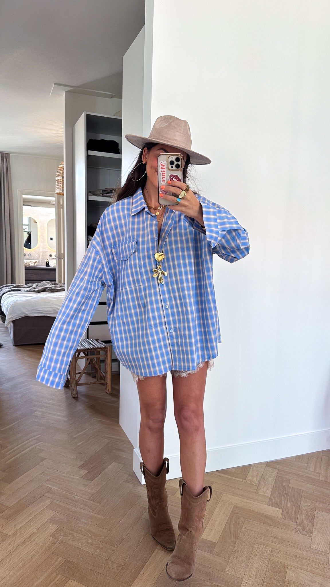 Anne Geruite Blouse Blauw