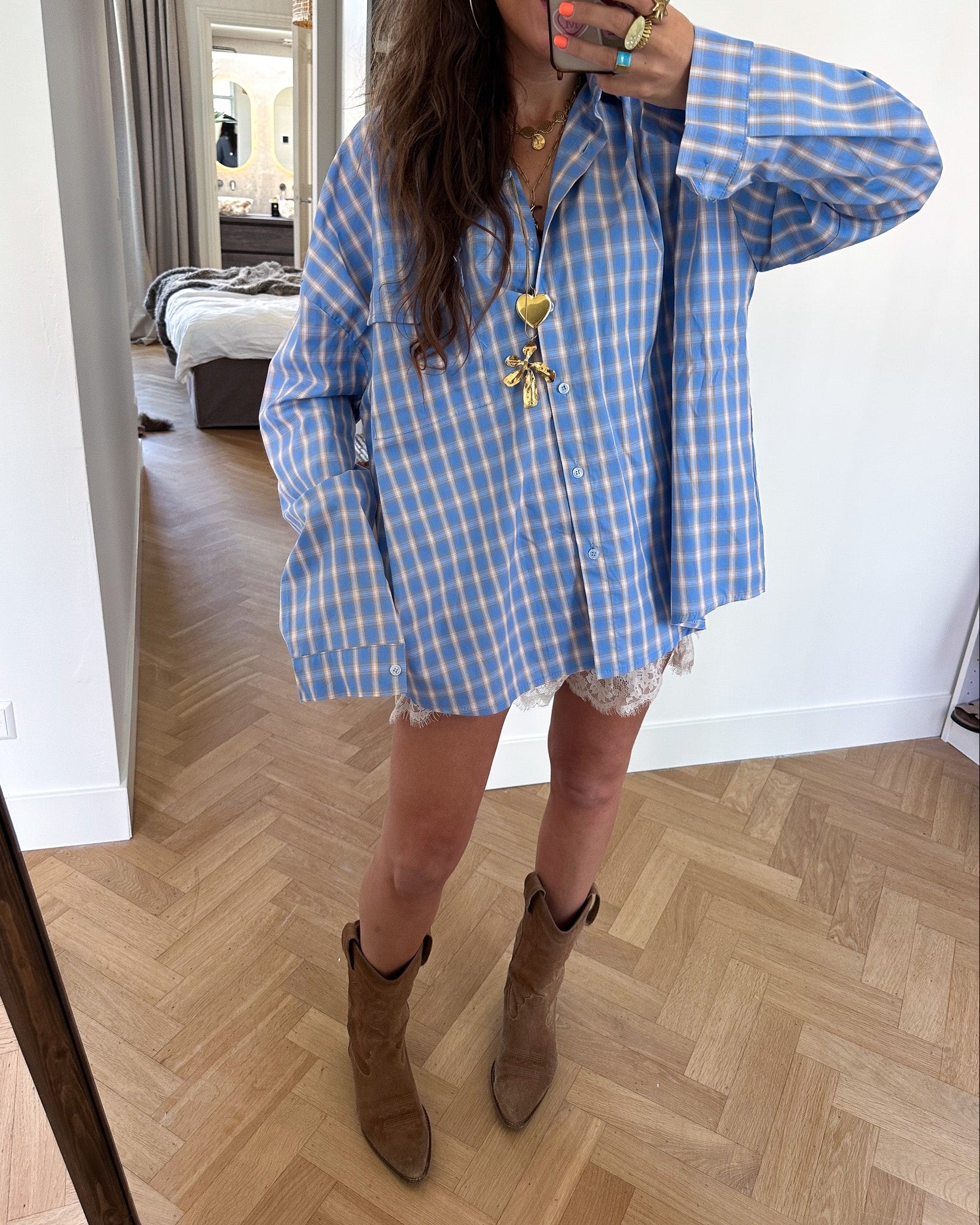 Anne Geruite Blouse Blauw
