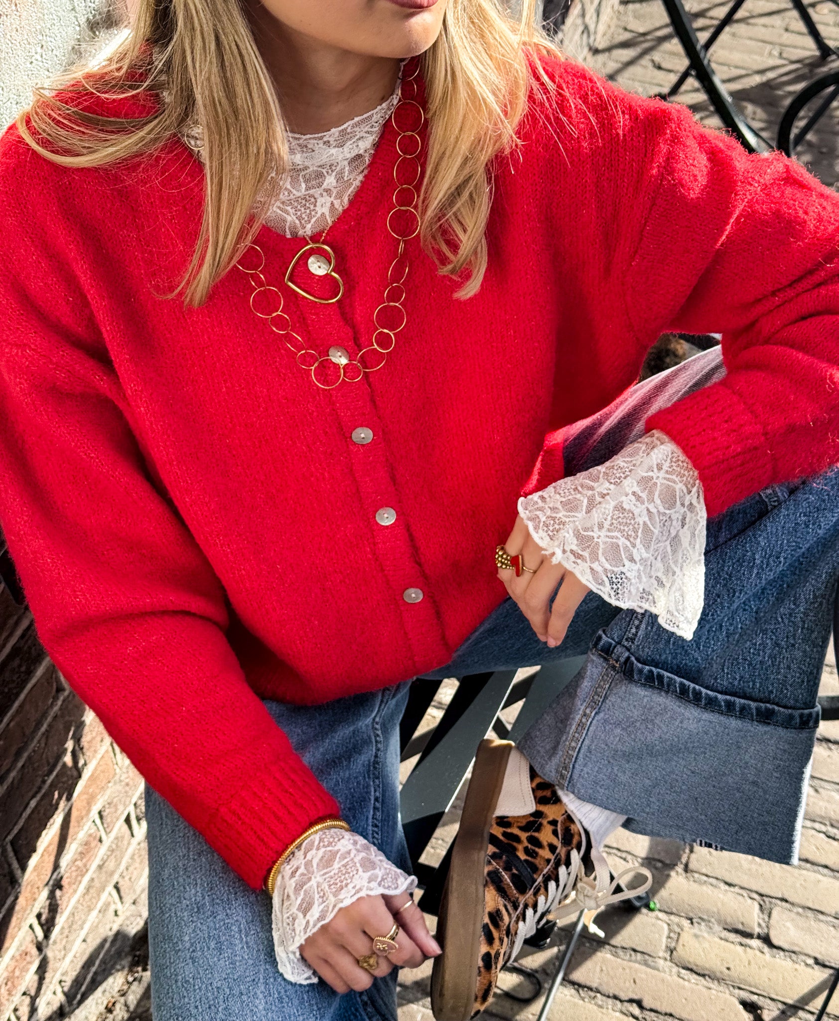 Jade Lace Longsleeve Top White