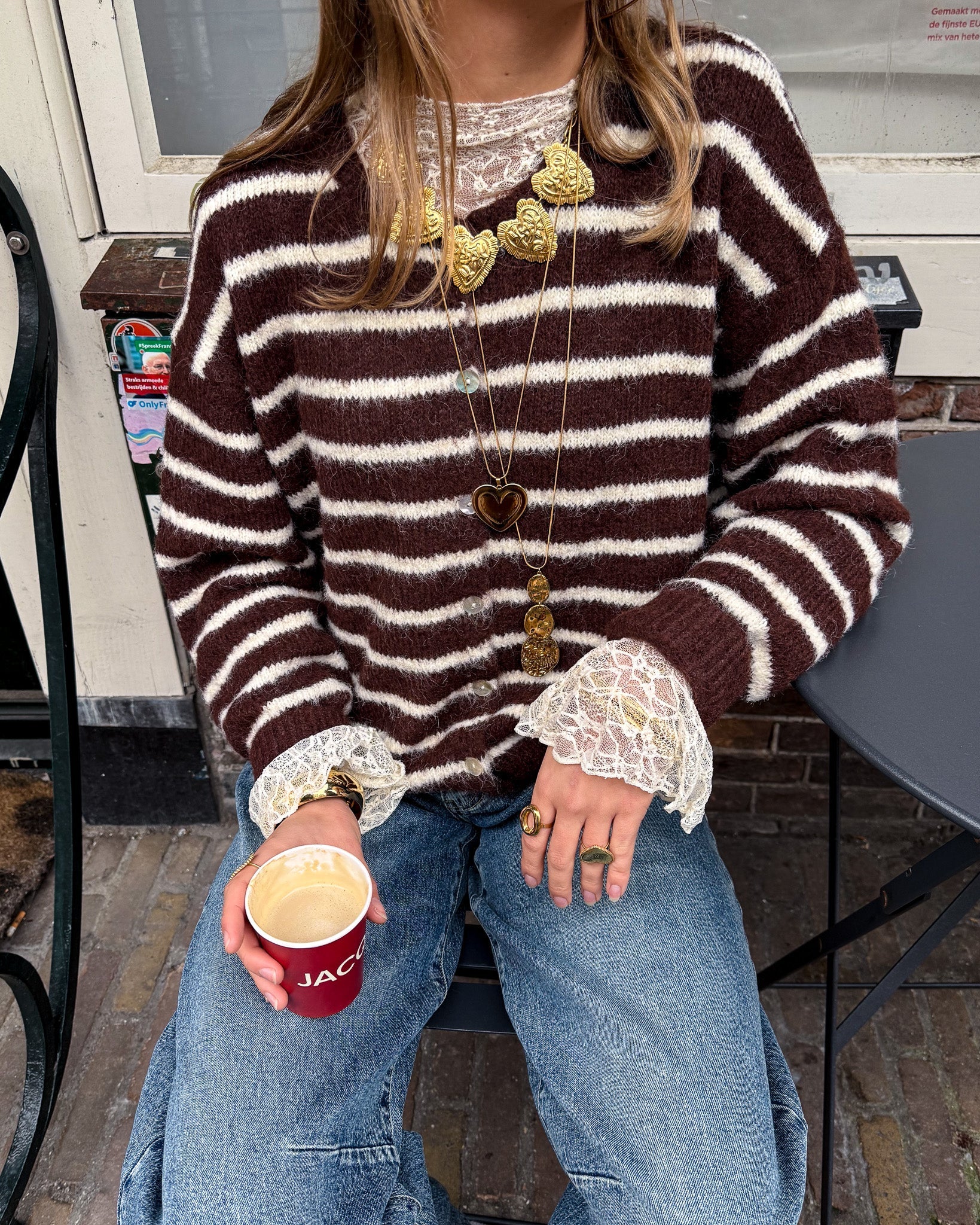 Aurora Vest Stripe Brown/White