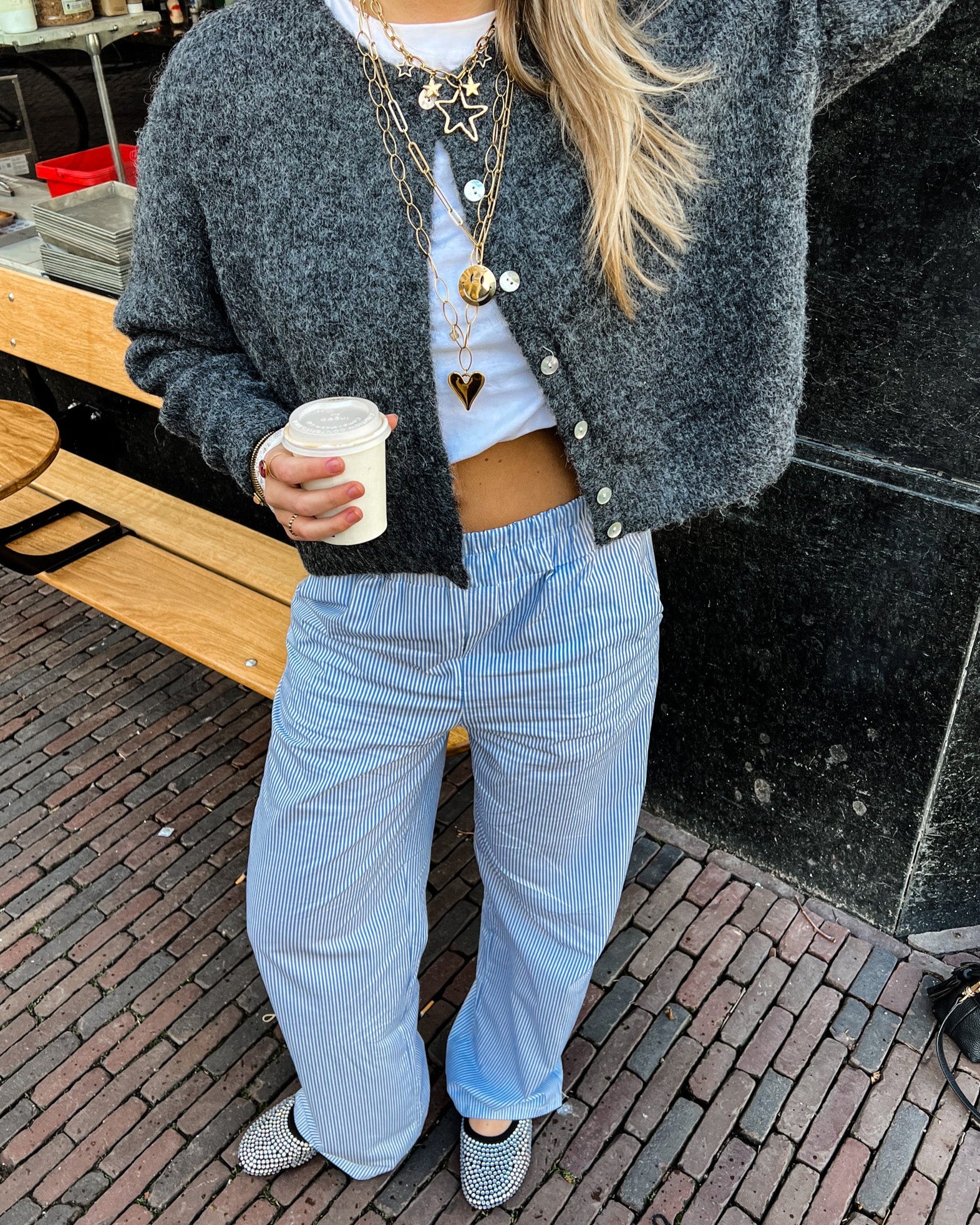 Striped Trousers Skye Blue