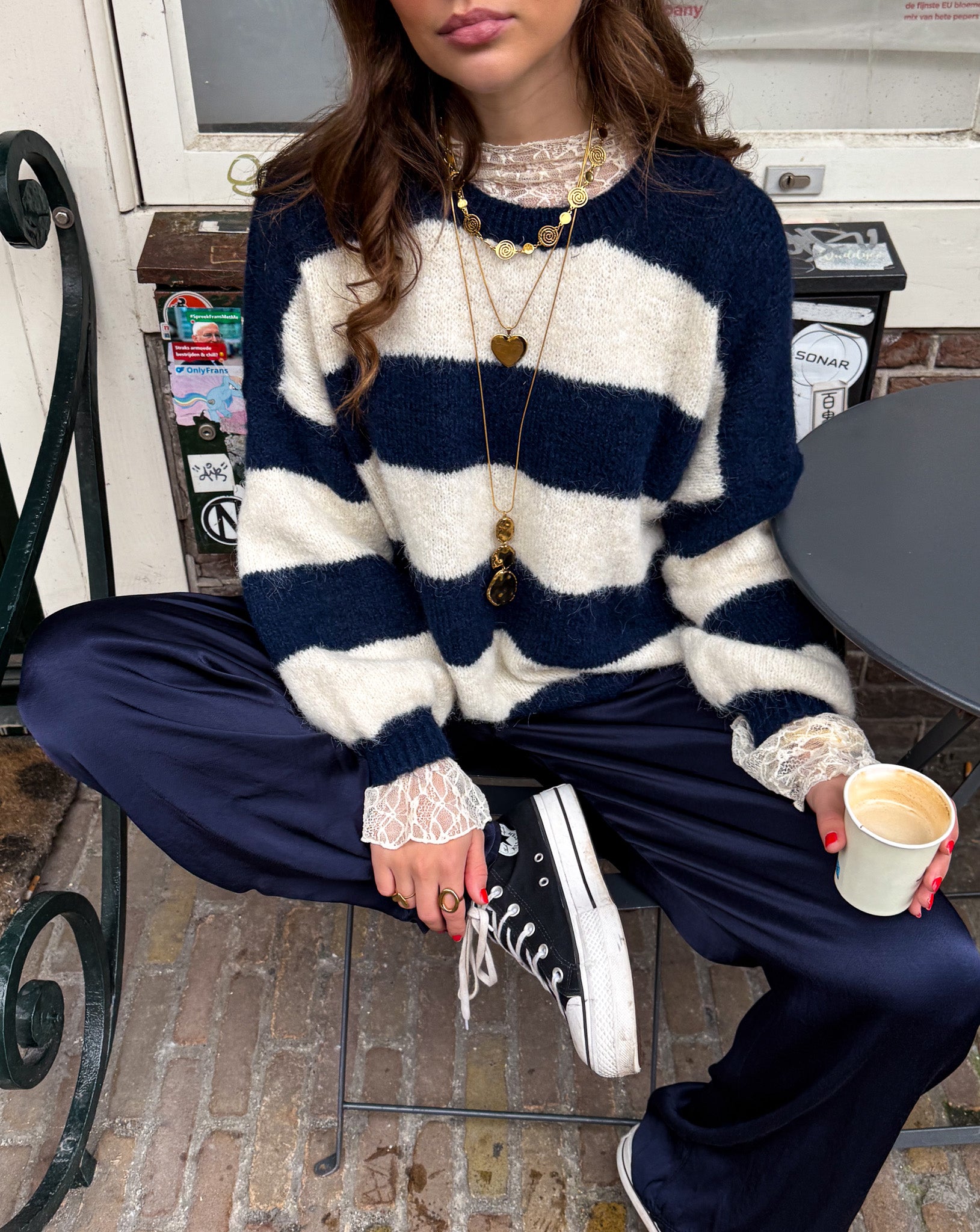 Ayla Striped Knit Navy