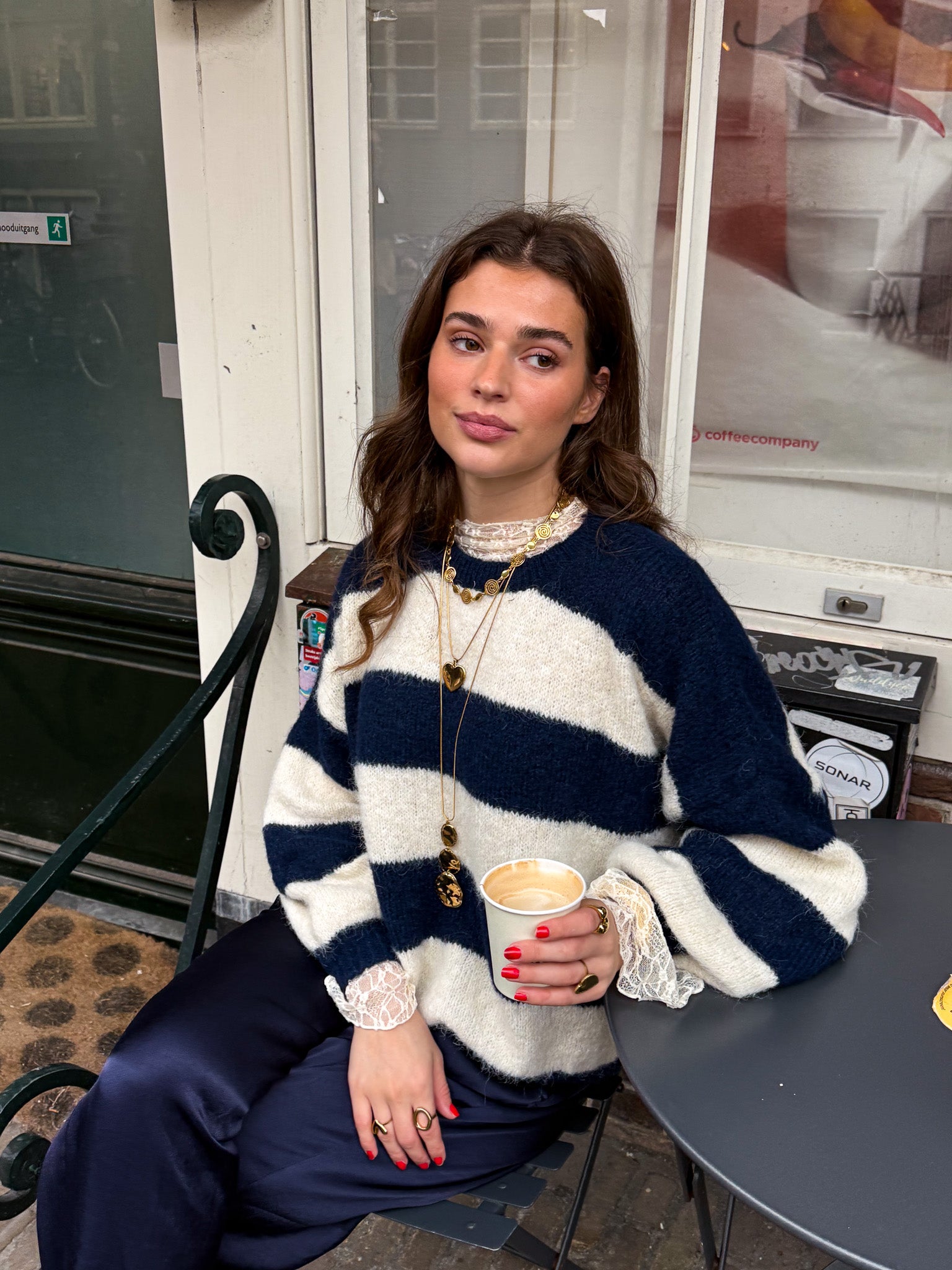 Ayla Striped Knit Navy