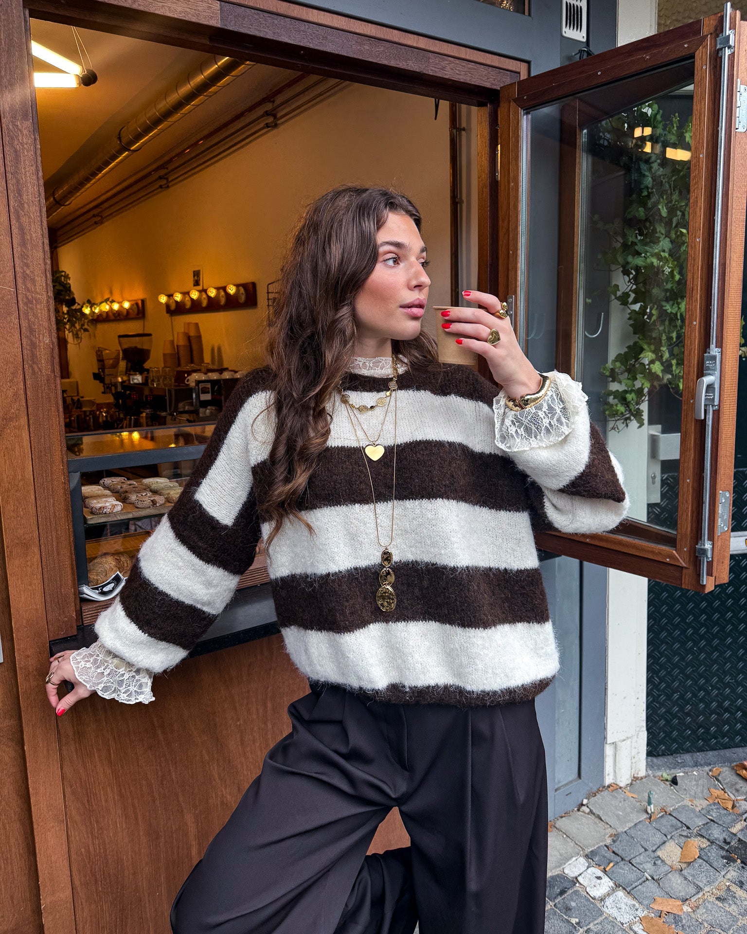 Ayla Striped Knit Brown