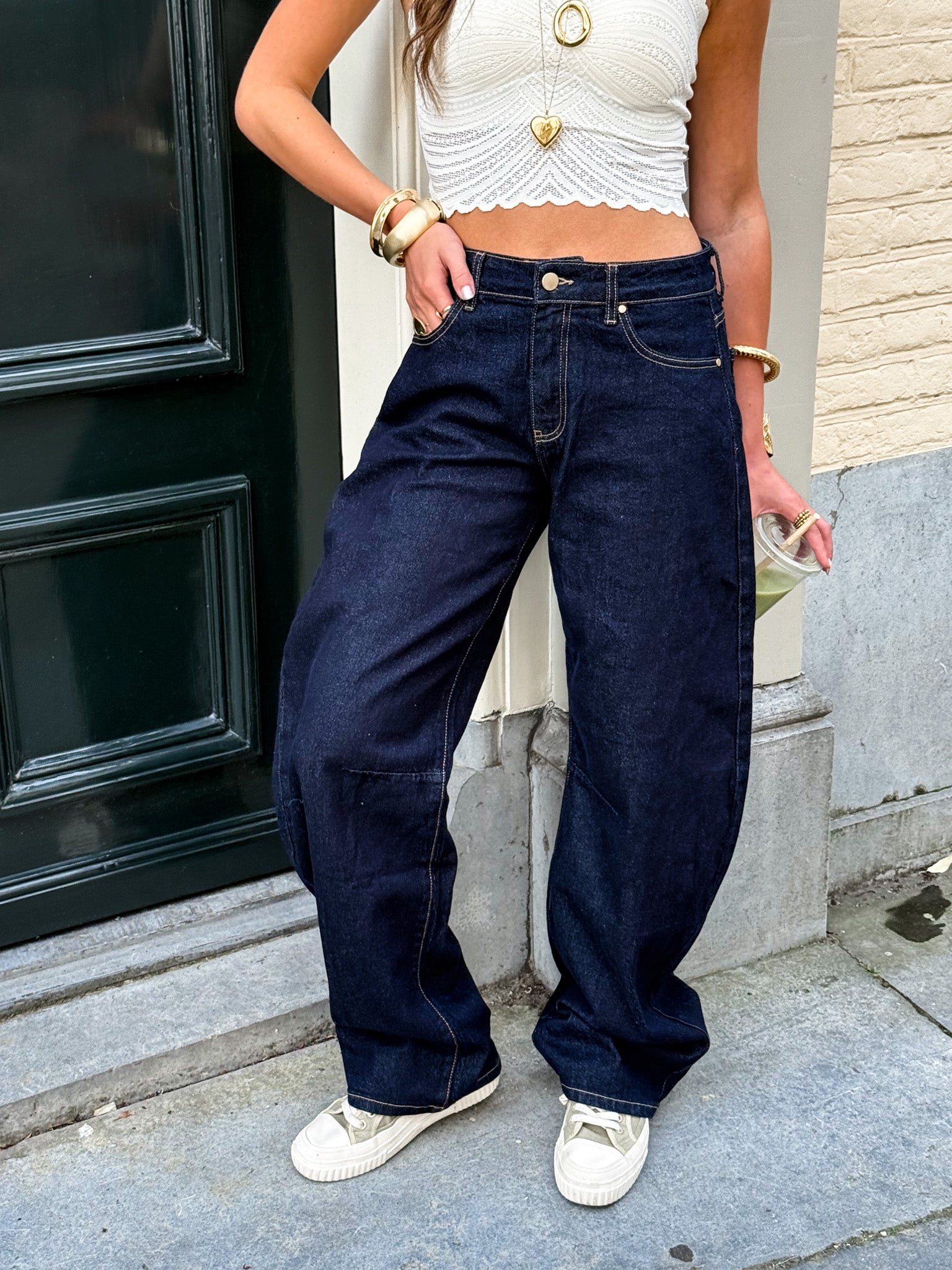 Baggy Balloon Fit Jeans Midnight Blue