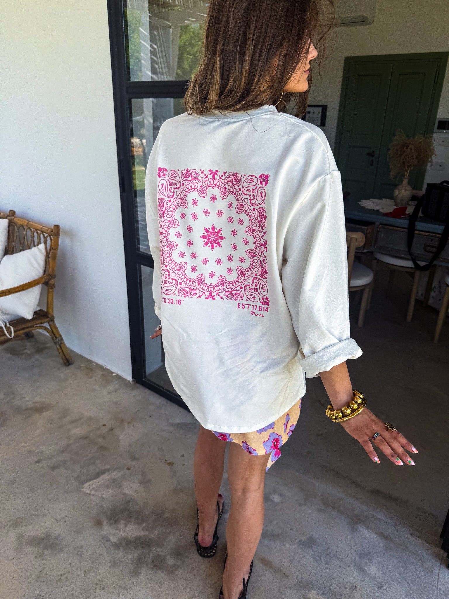 Bandana Longsleeve Shirt Roze Print