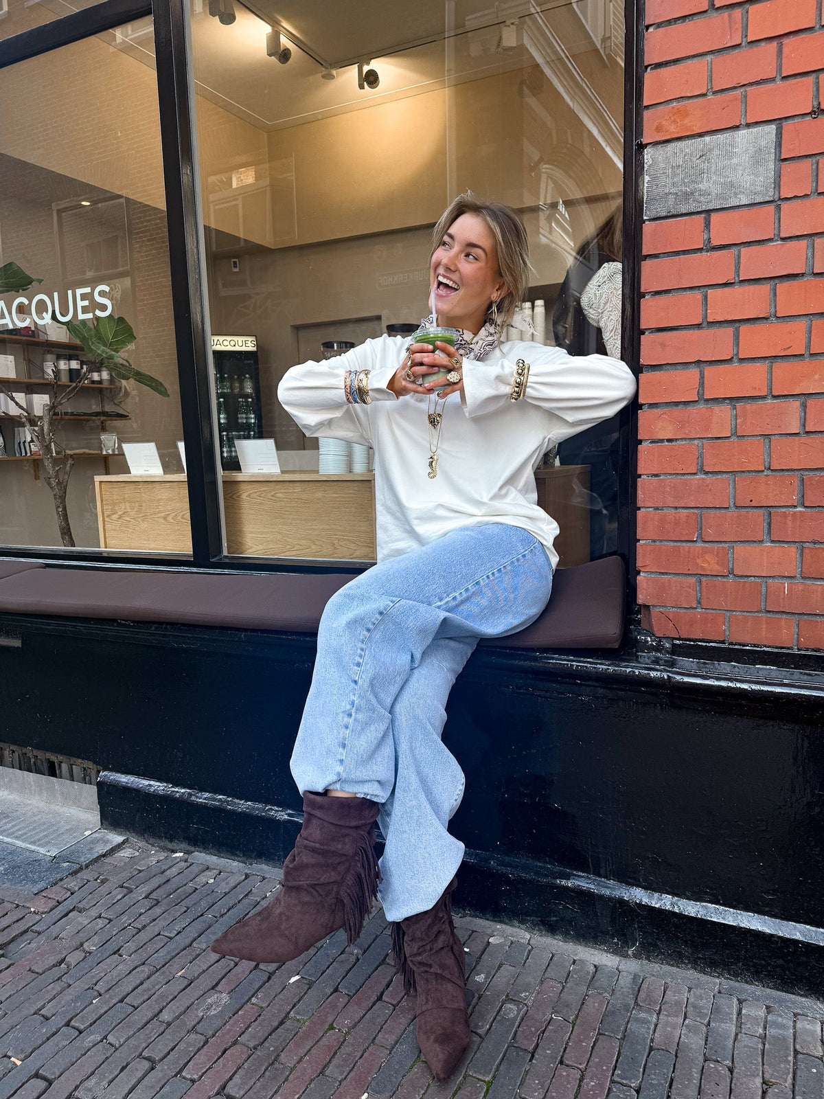 Slouchy Franje Laars | Brown
