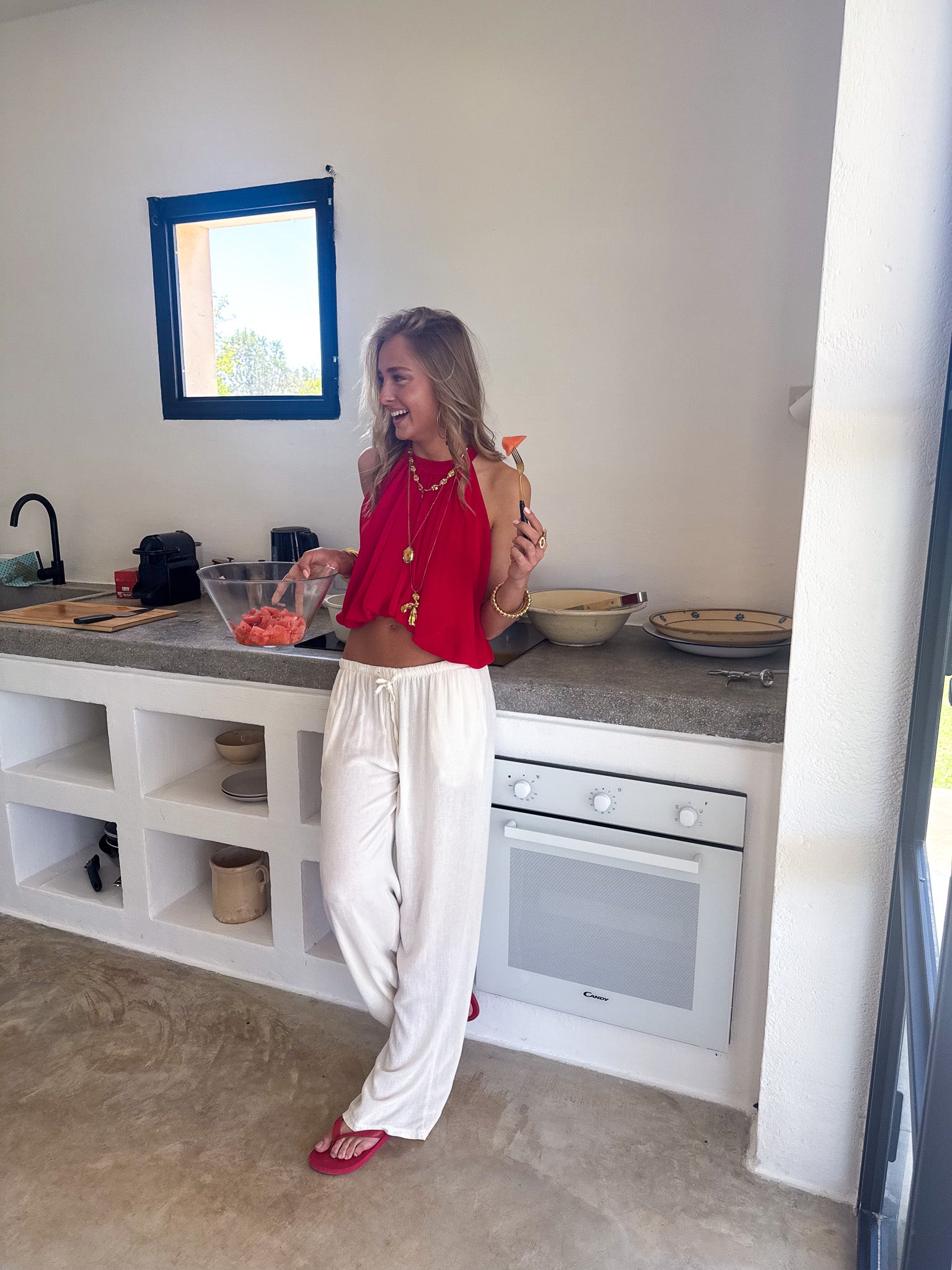 Yara Linnen Pantalon Gebroken Wit
