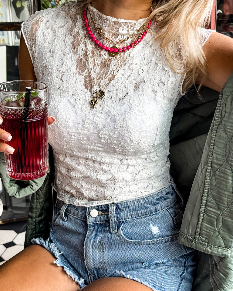 Bibi Lace Top White