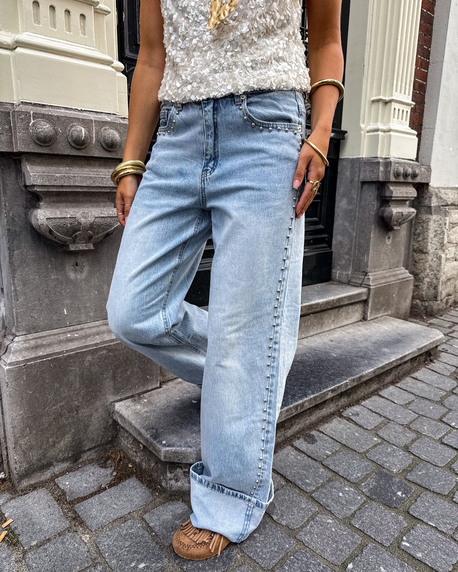 Billie Wide Leg Jeans Studs