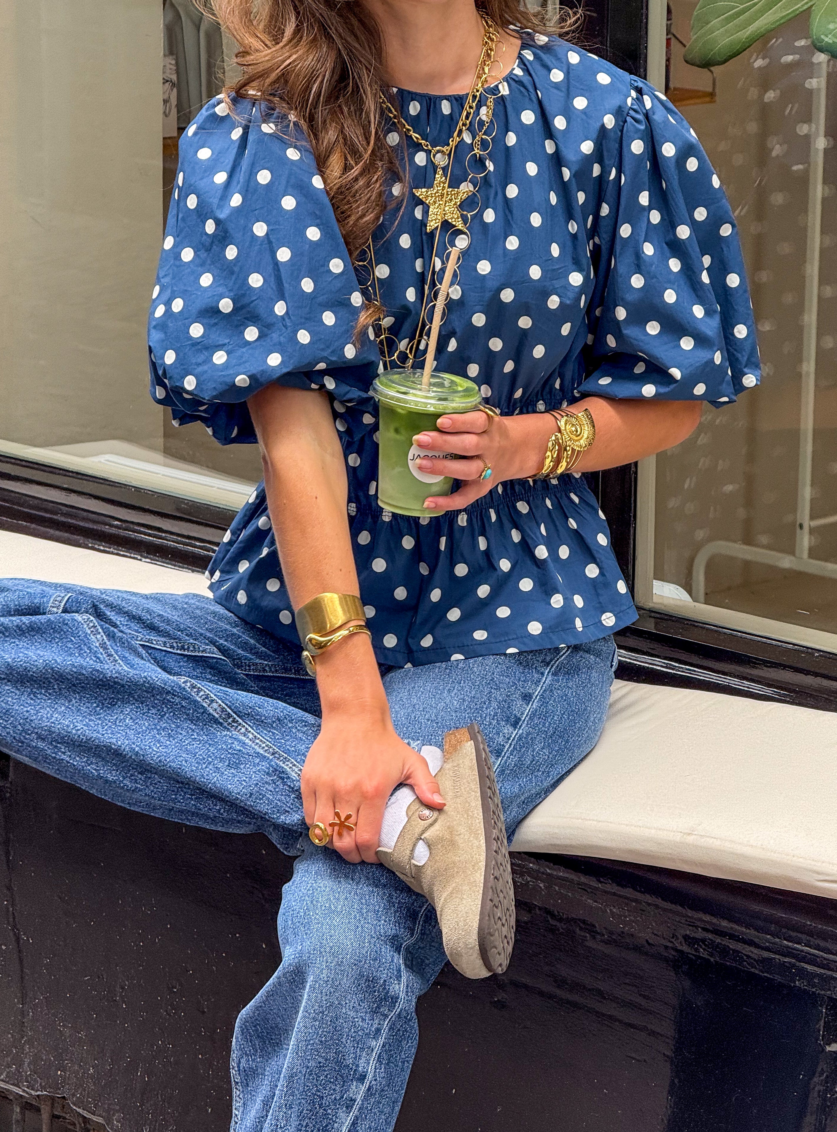 Blush Dots Top Blue