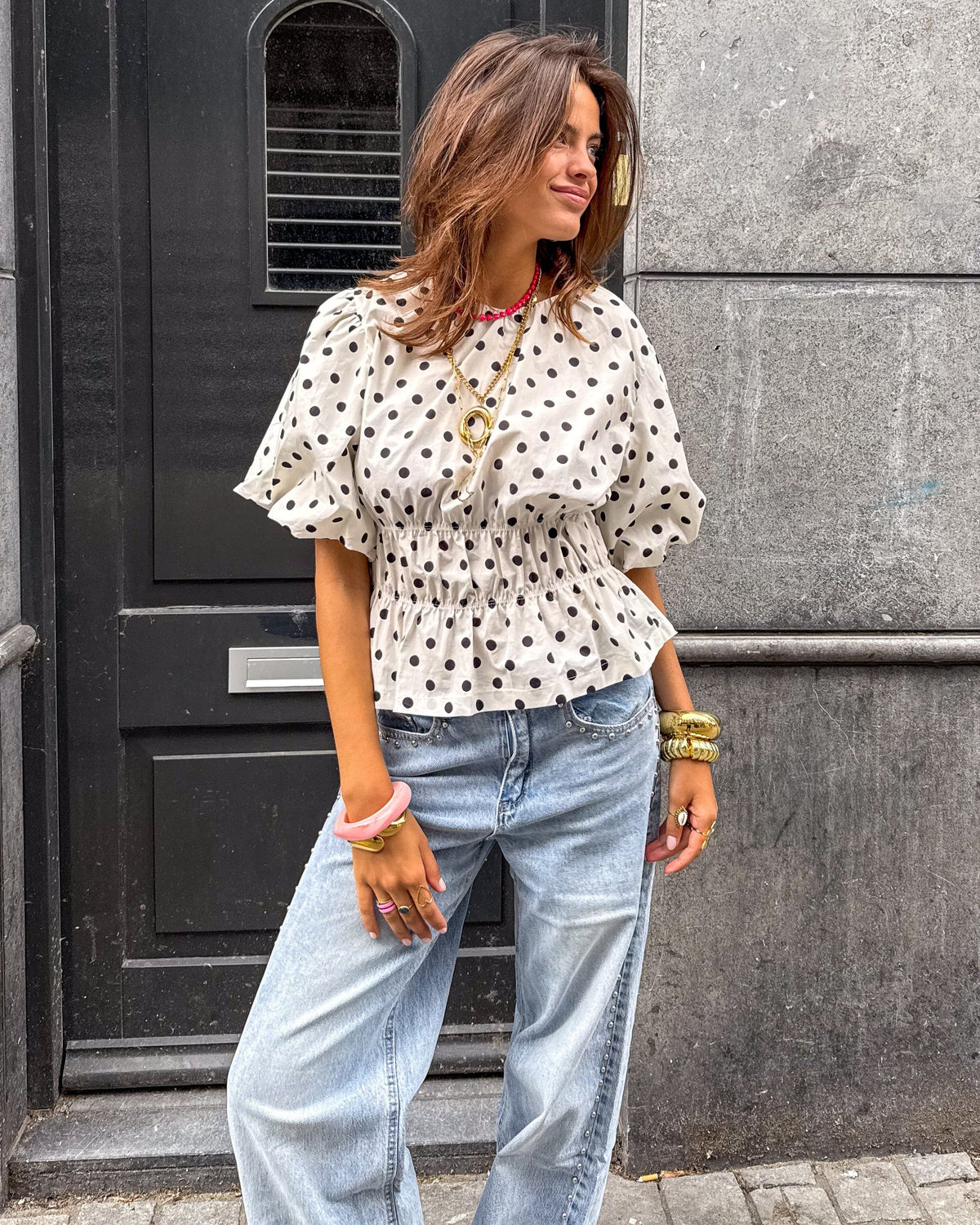 Blush Stippen Top | White