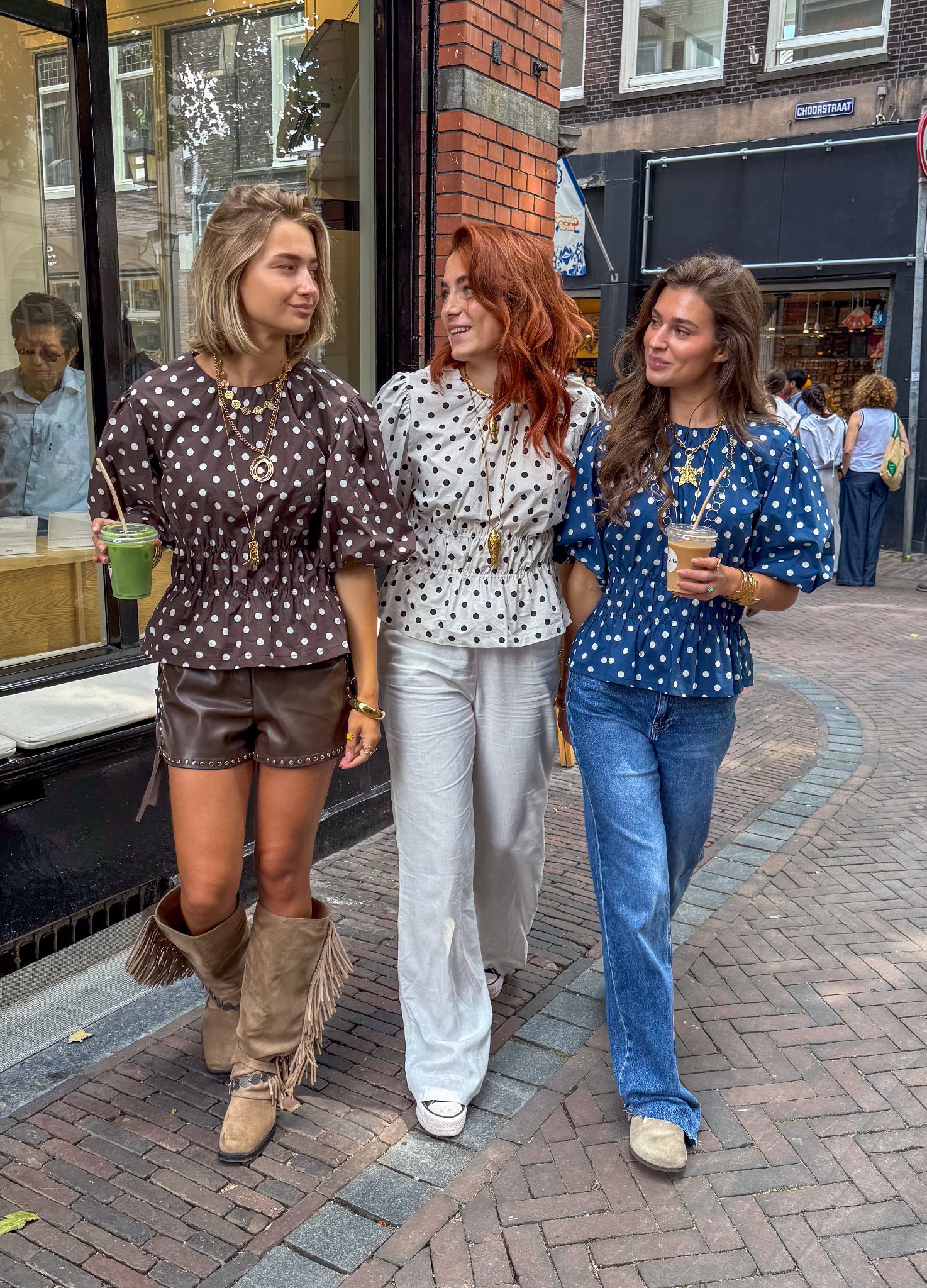 Haut à pois blush blanc