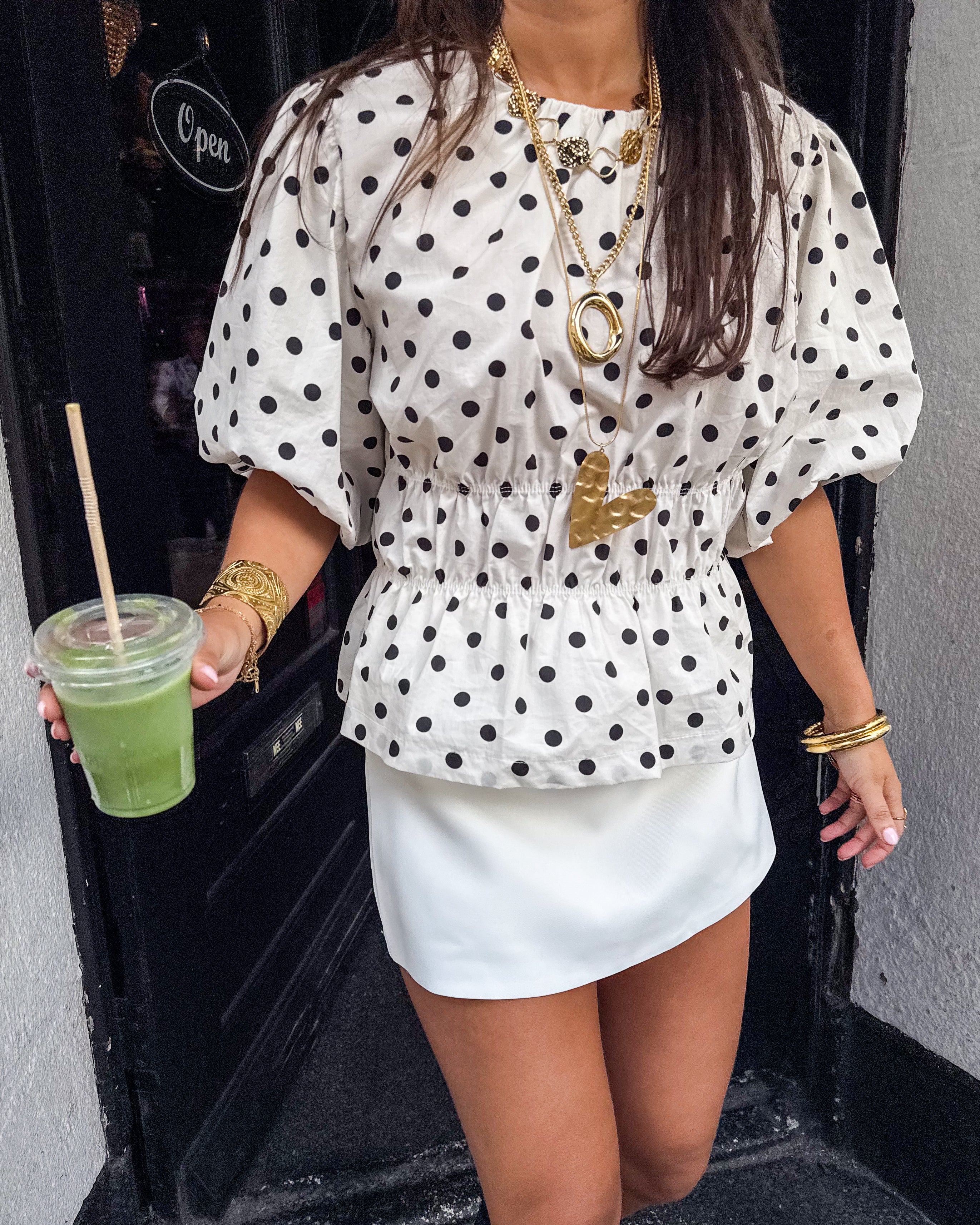 Blush Stippen Top Wit