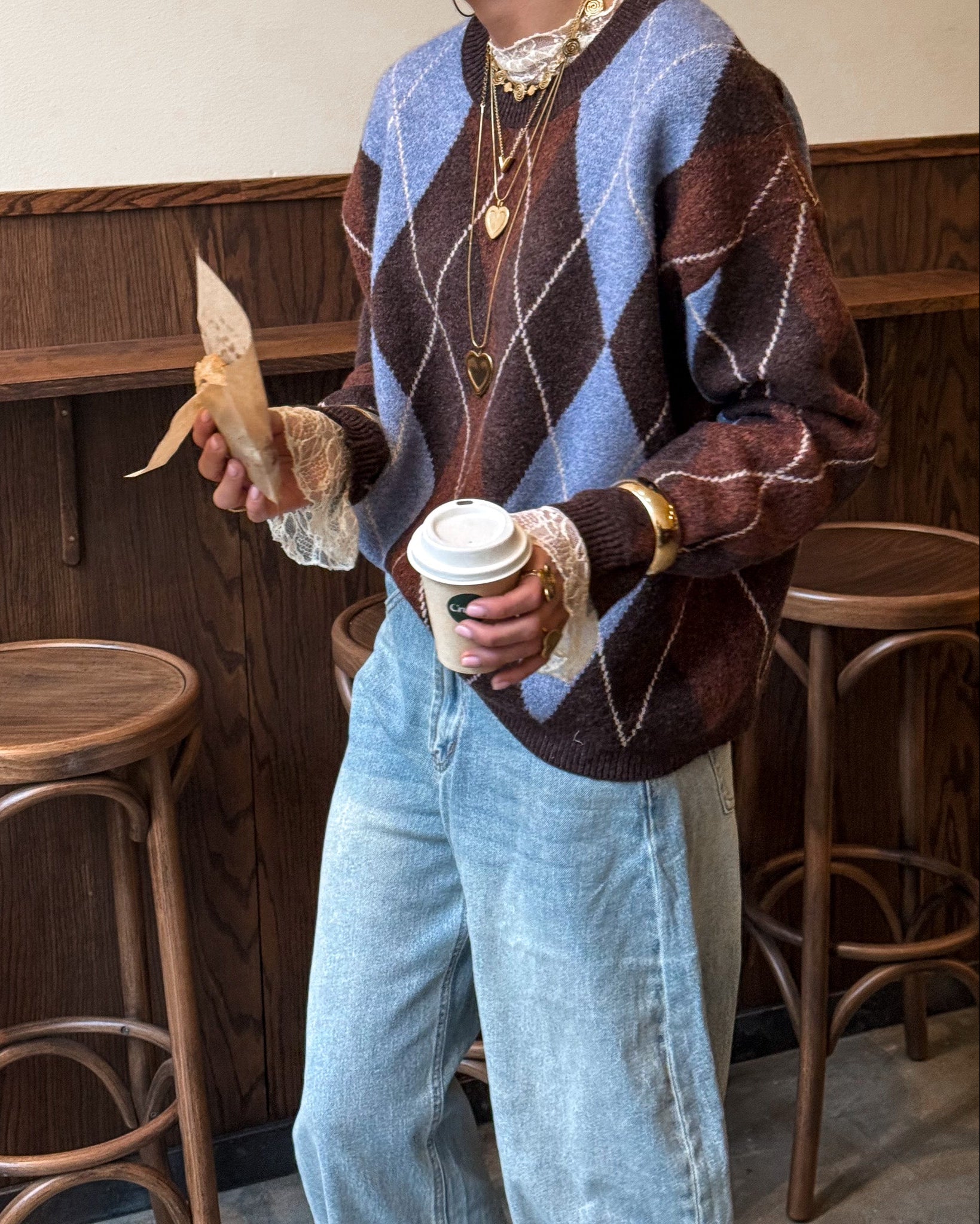 Bobbie Checkered Knit Brown