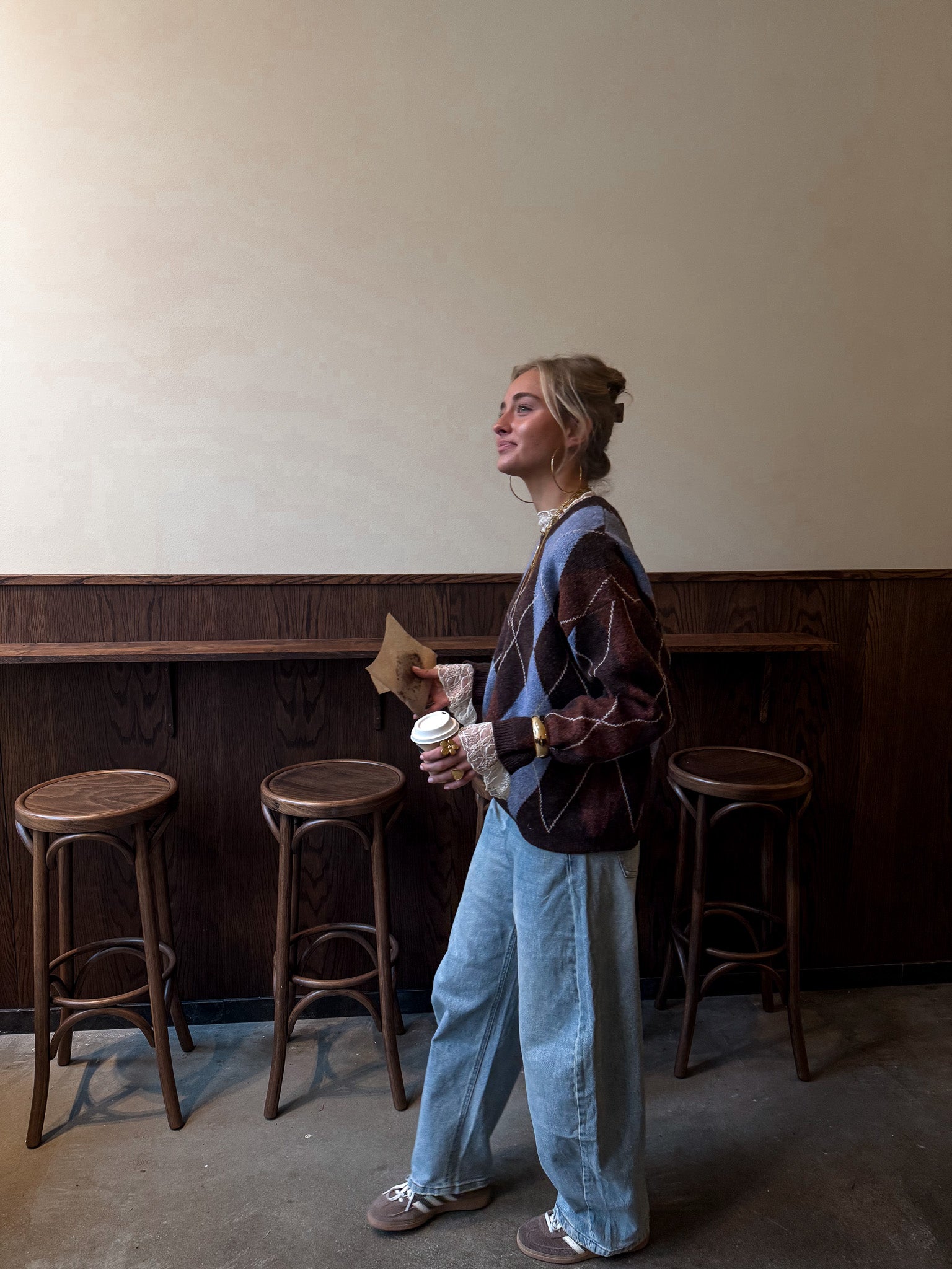 Bobbie Checkered Knit Brown