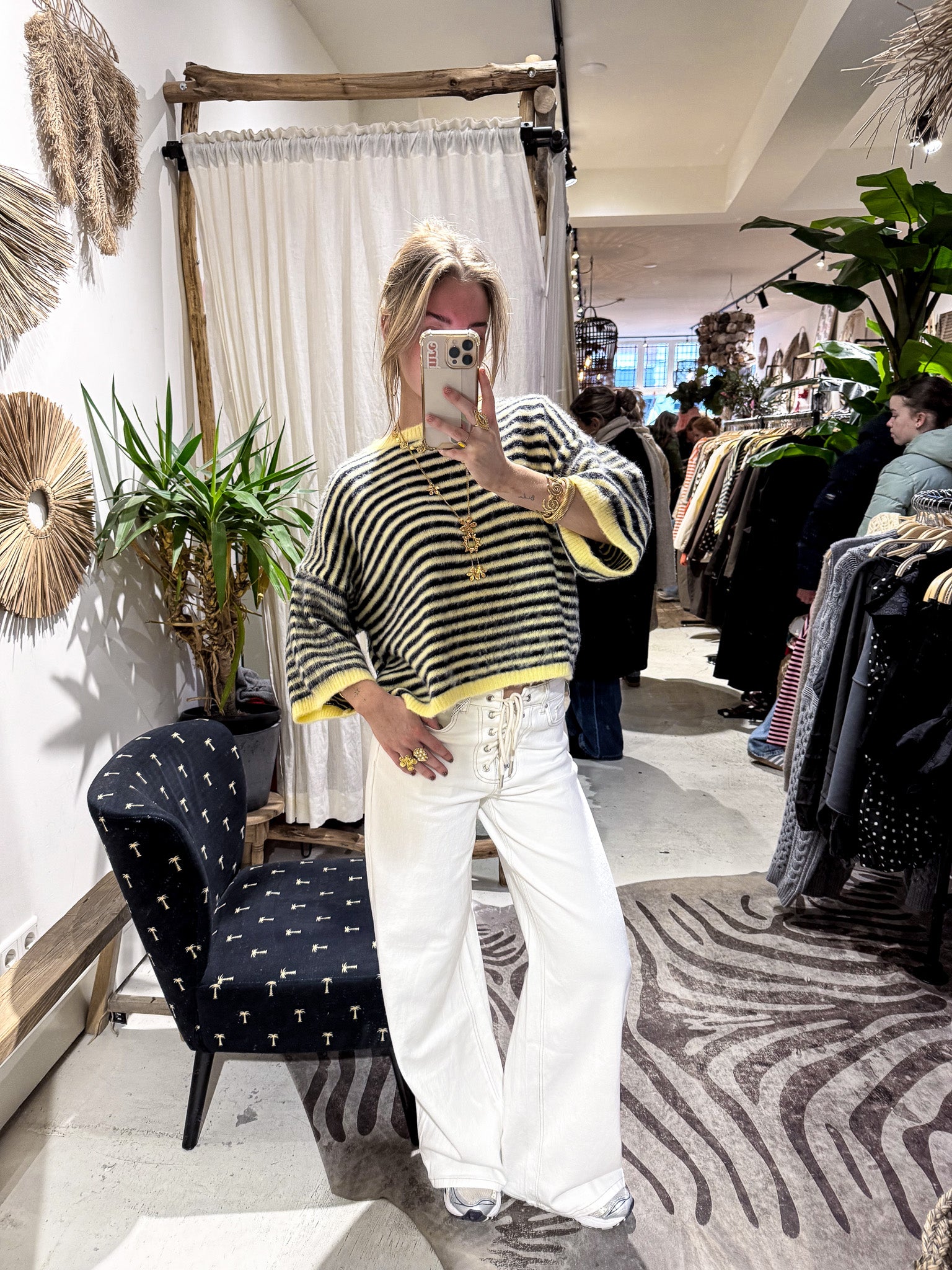 Bombay Gestreepte Trui Geel