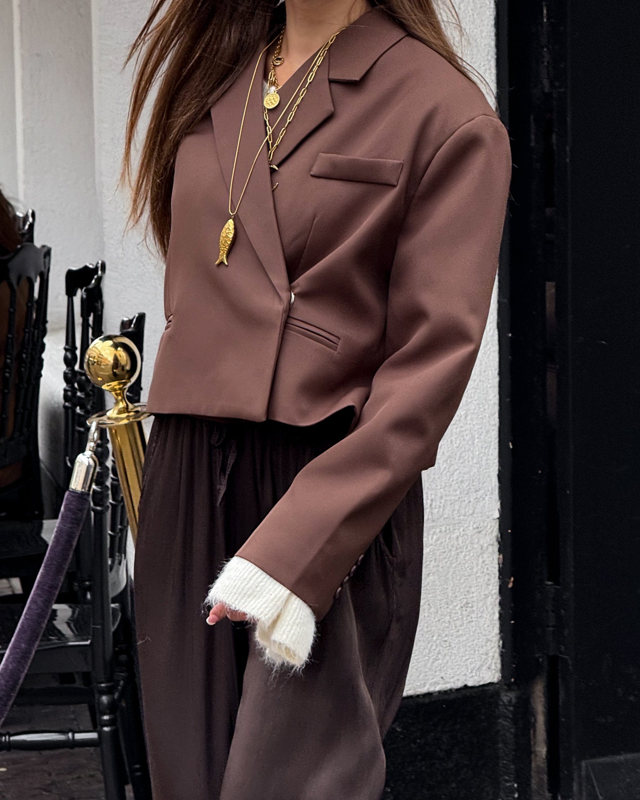 Boxy Blazer Cropped Blazer Brown CROP BLAZER – RAY CHU