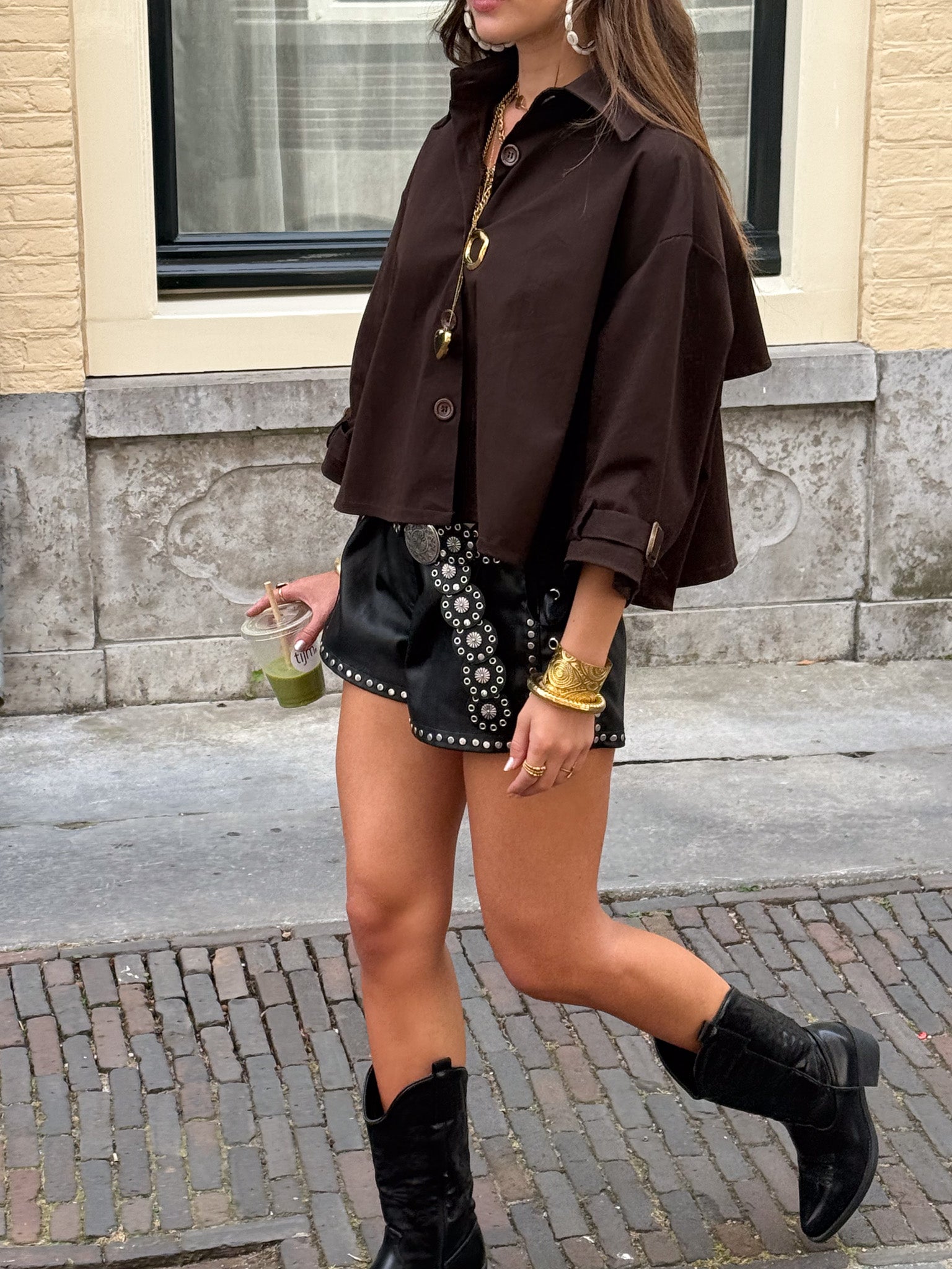 Caffe Short Sleeve Trenchcoat Brown
