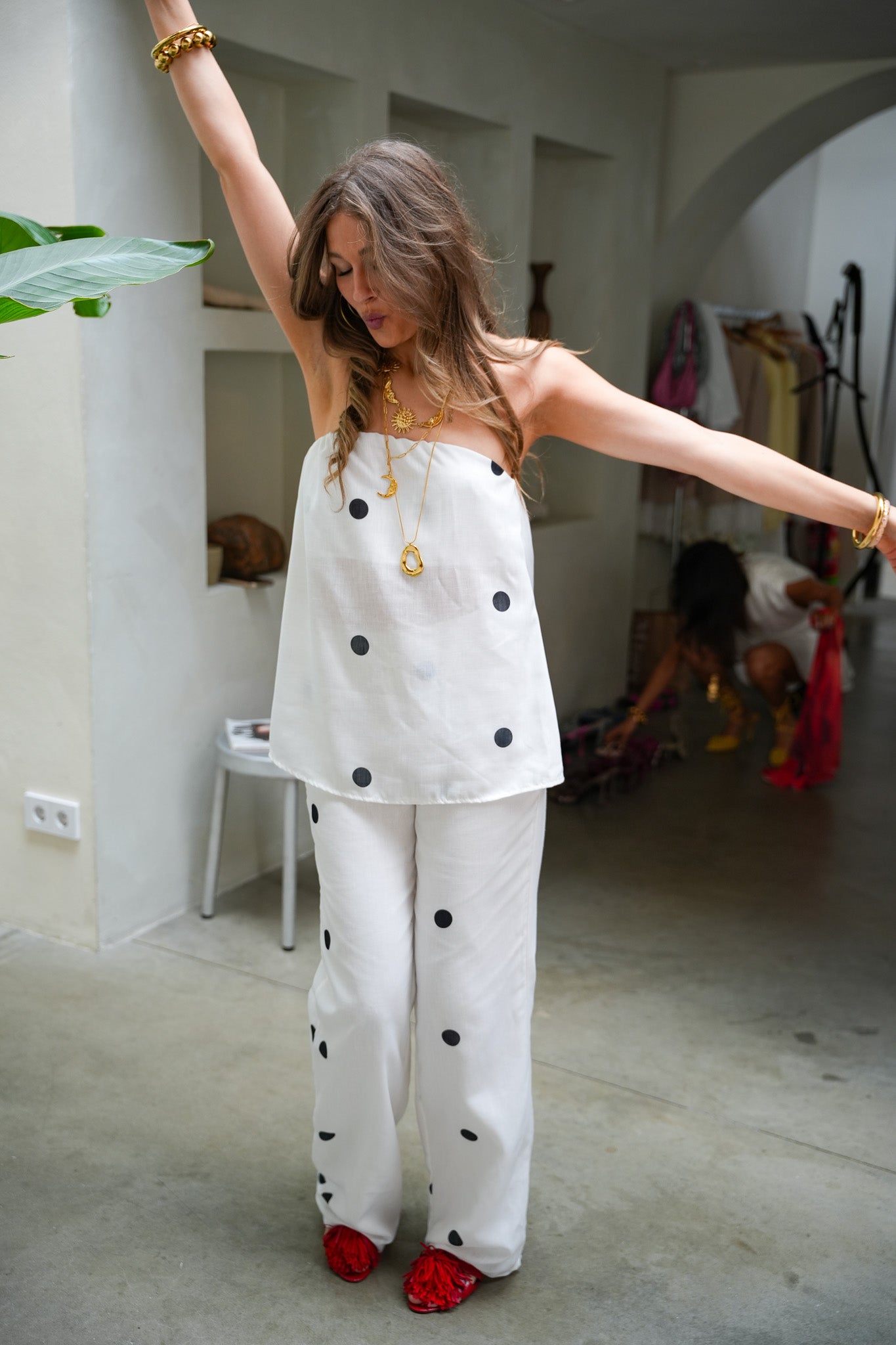 Libby Dots Pants White
