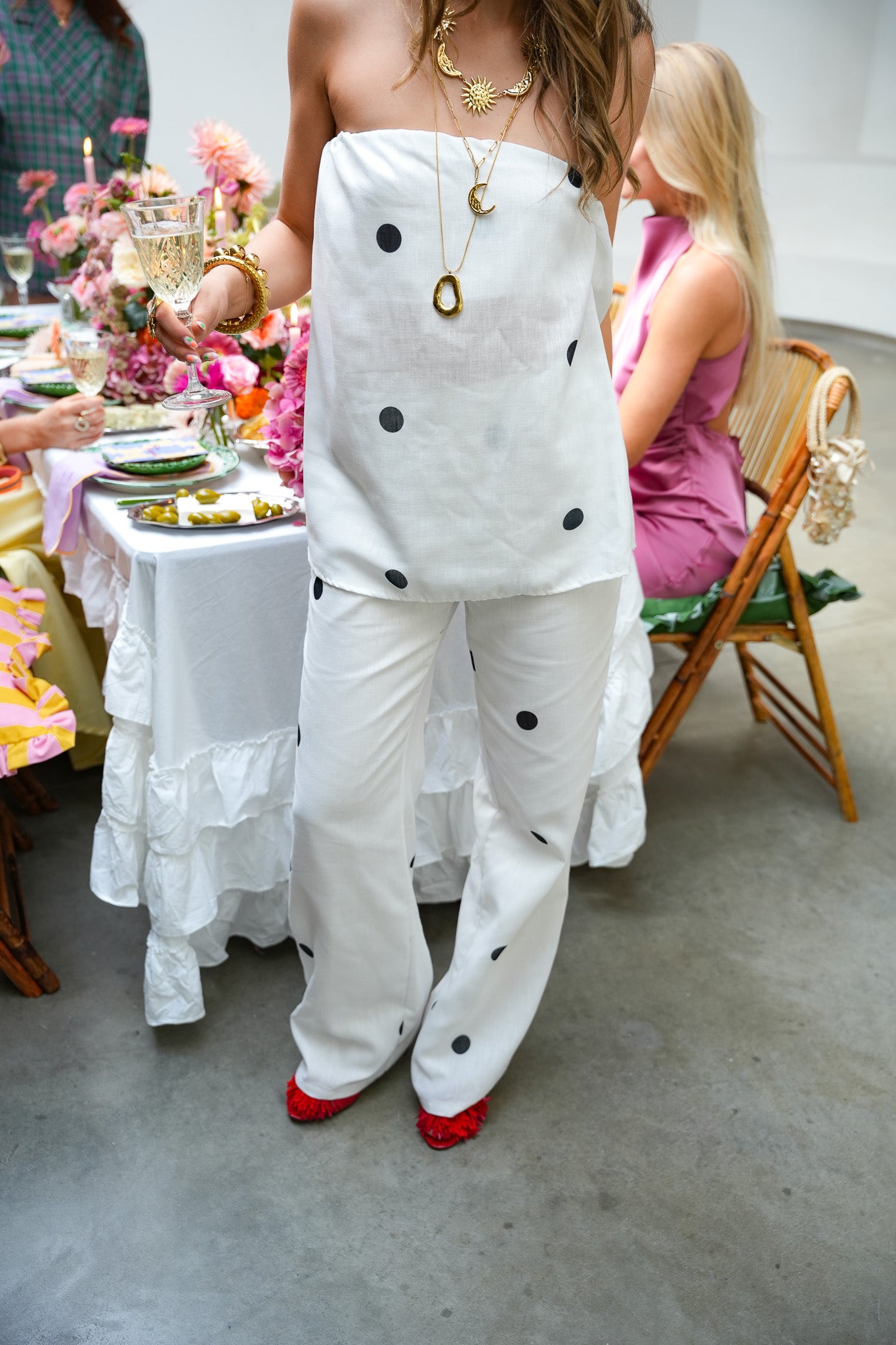 Libby Dots Pants White