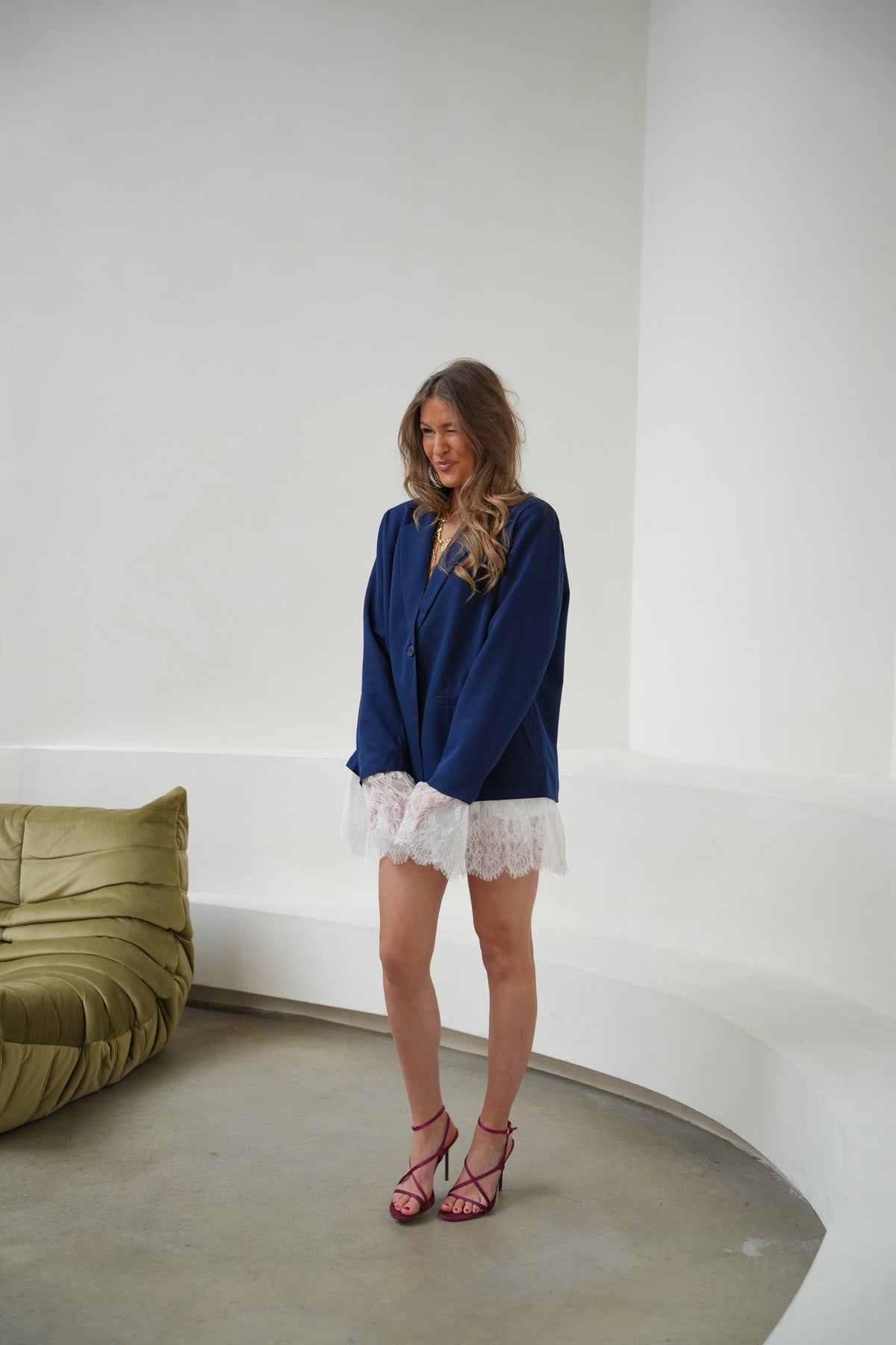 Lou Blazer Lace Detail | Navy
