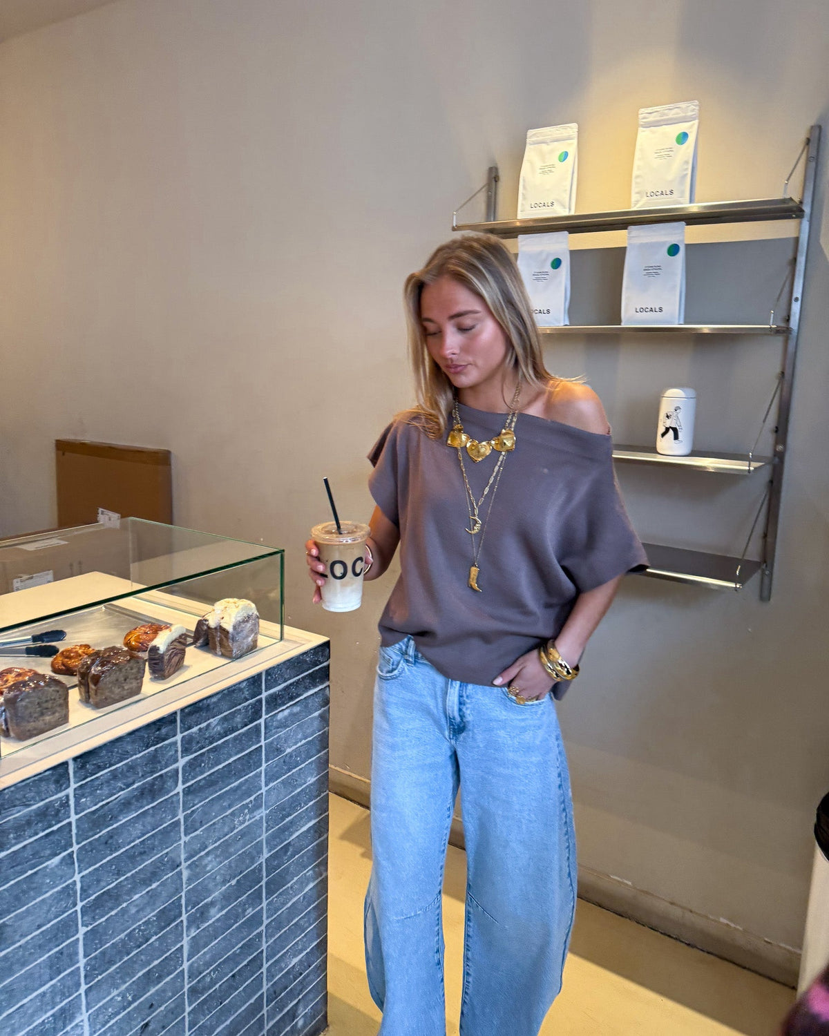 Carmen Off Shoulder Top | Taupe