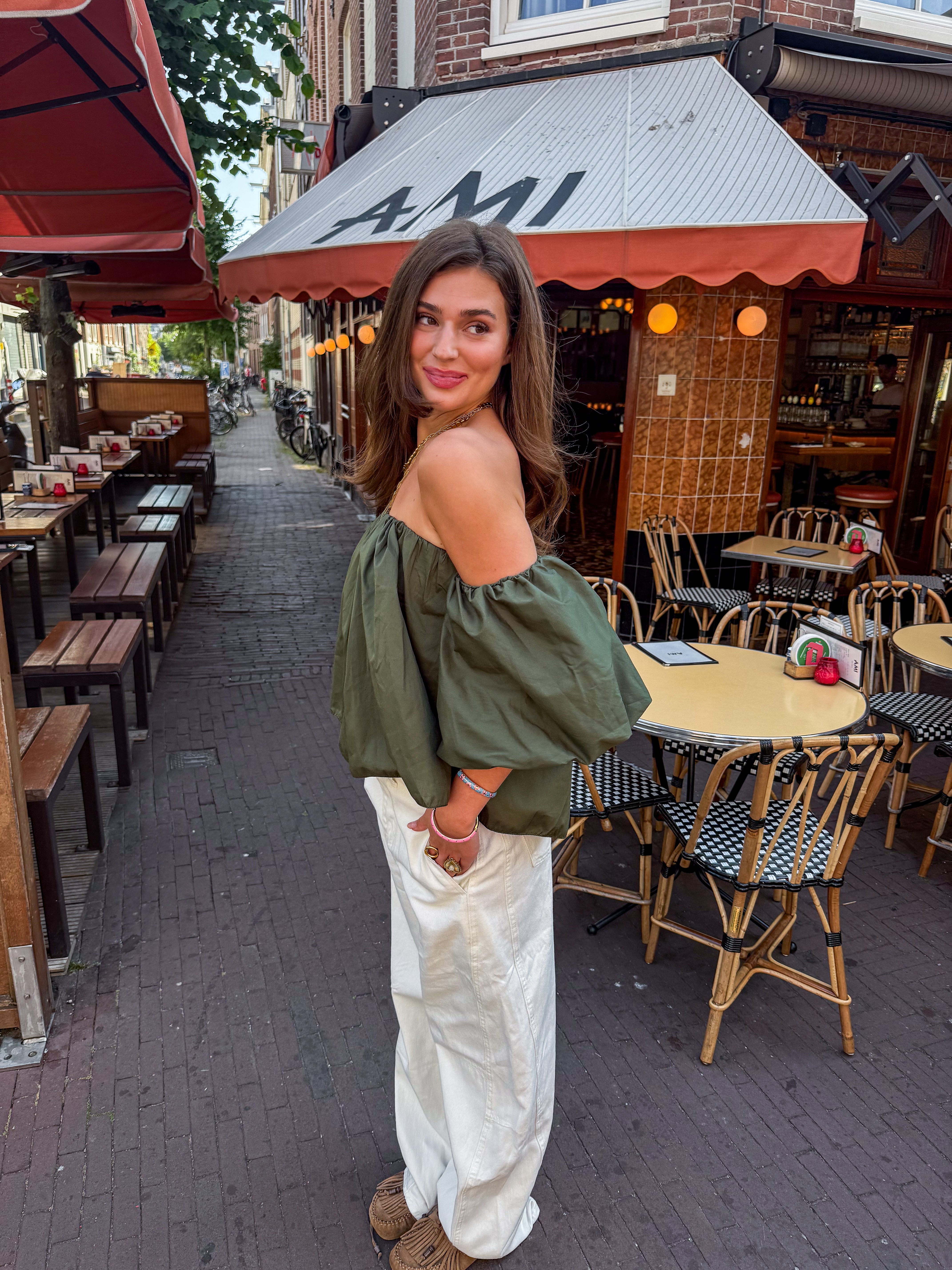 Catwalk Off Shoulder Top Khaki