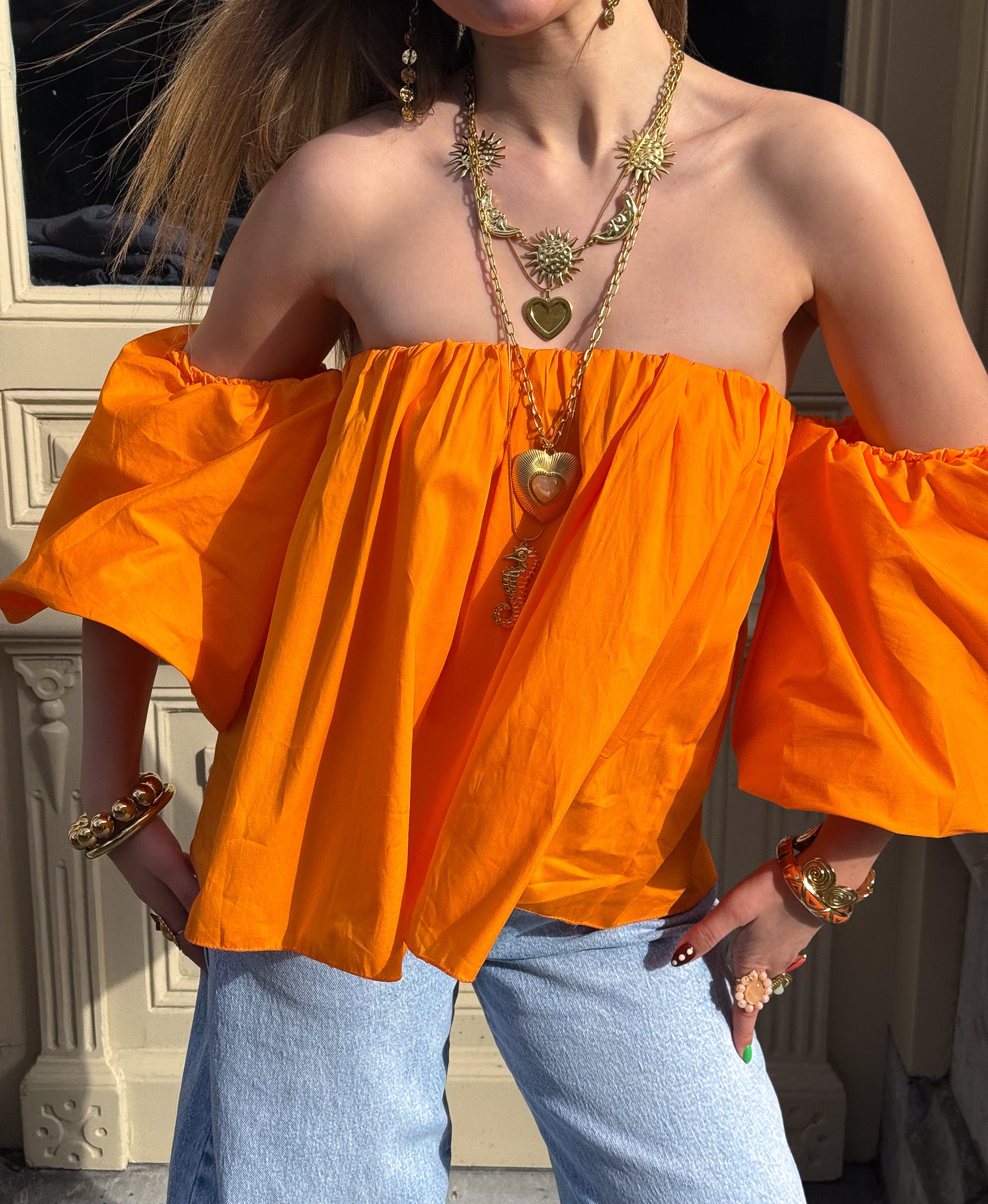 Catwalk Off Shoulder Top Orange