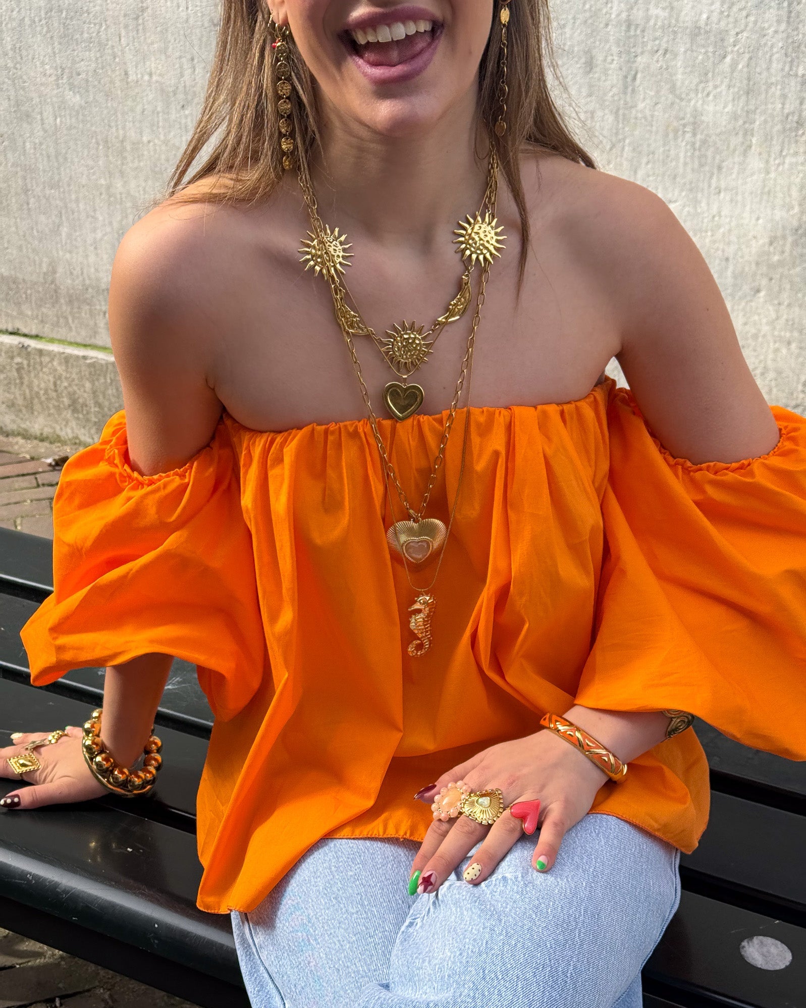 Catwalk Off Shoulder Top Oranje